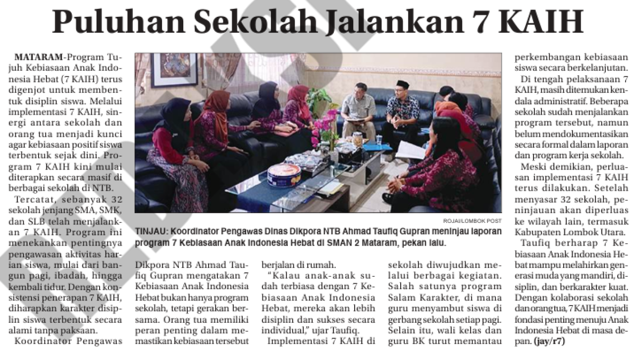 Puluhan Sekolah Jalankan 7 KAIH