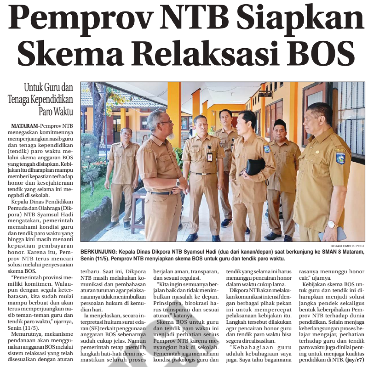 Pemprov NTB Siapkan Skema Relaksasi BOS
