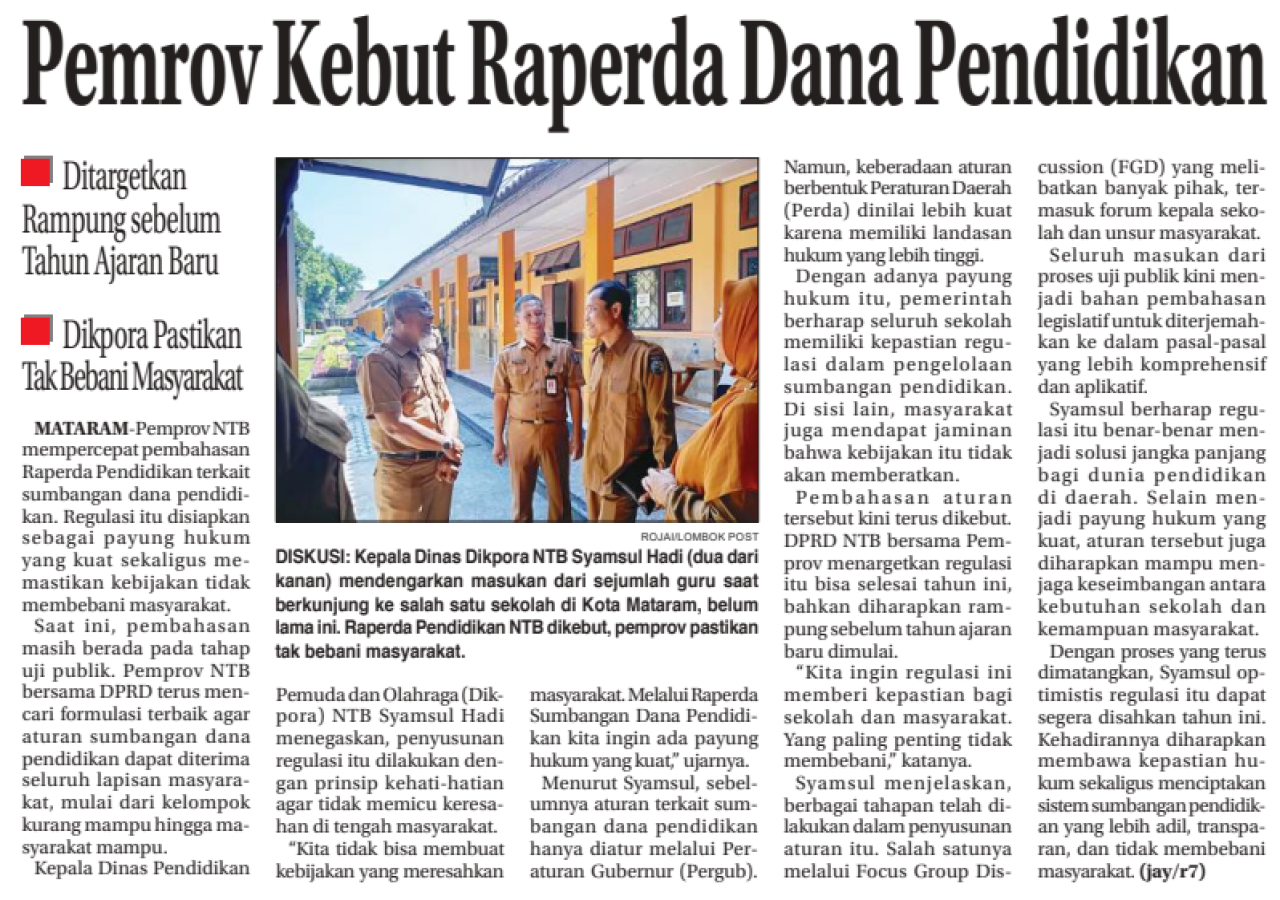 Pemprov Kebut Raperda Dana Pendidikan