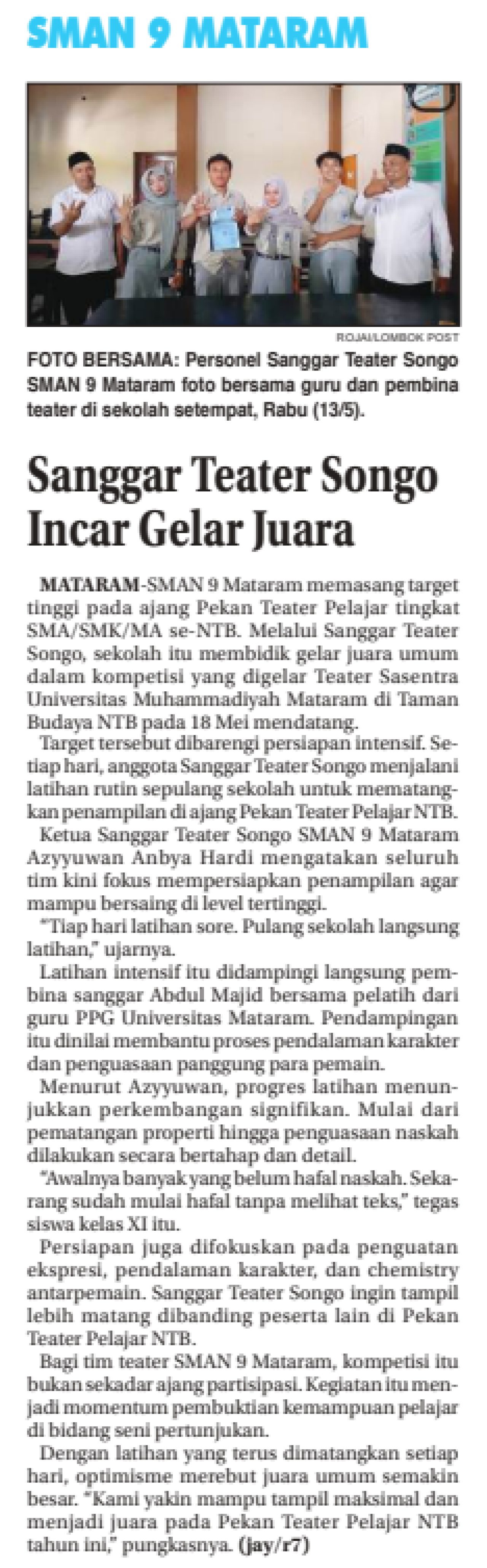 Sanggar Teater Songo Incar Gelar Juara