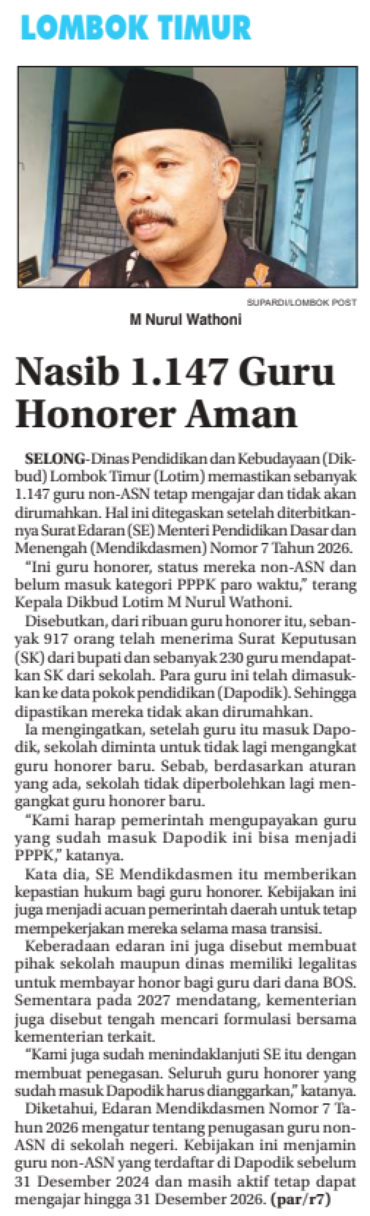 Nasib 1.147 Guru Honorer Aman