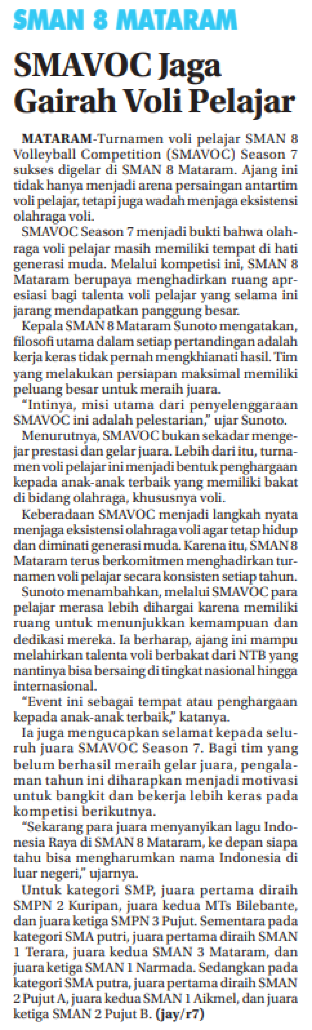 SMAVOC Jaga Gairah Voli Pelajar