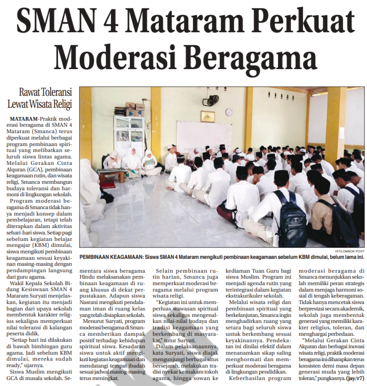 SMAN 4 Mataram Perkuat Moderasi Beragama