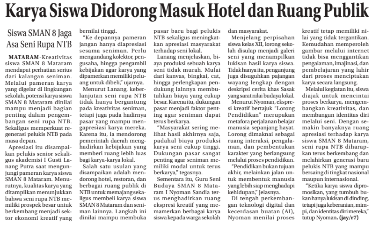 Karya Siswa Didorong Masuk Hotel dan Ruang Publik