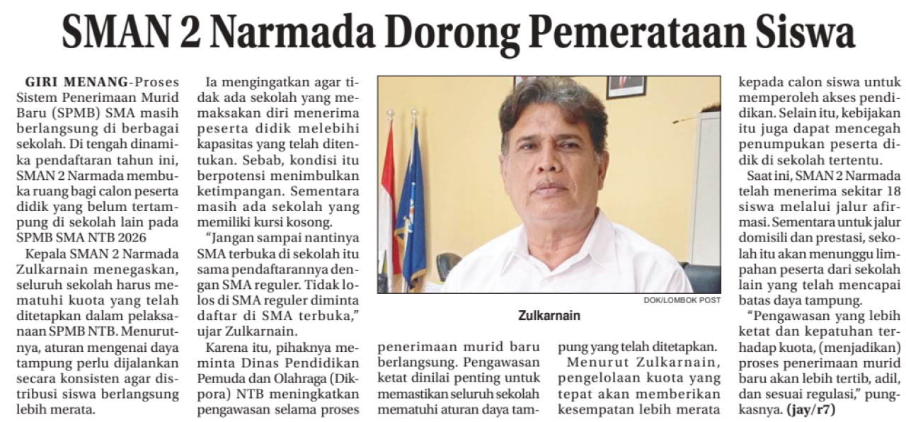 SMAN 2 Narmada Dorong Pemerataan Siswa