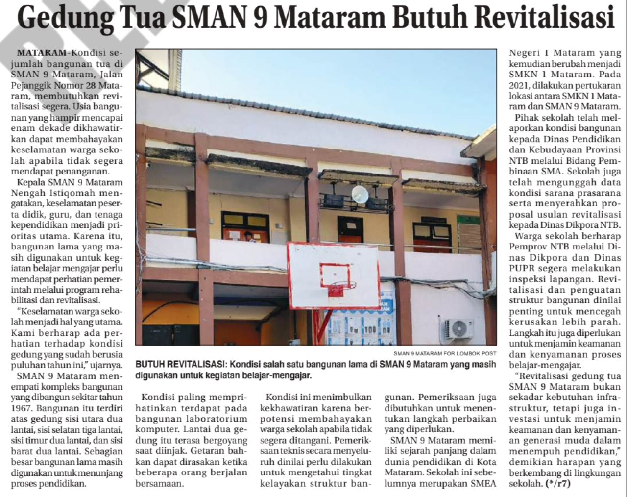 Gedung Tua SMAN 9 Mataram Butuh Revitalisasi