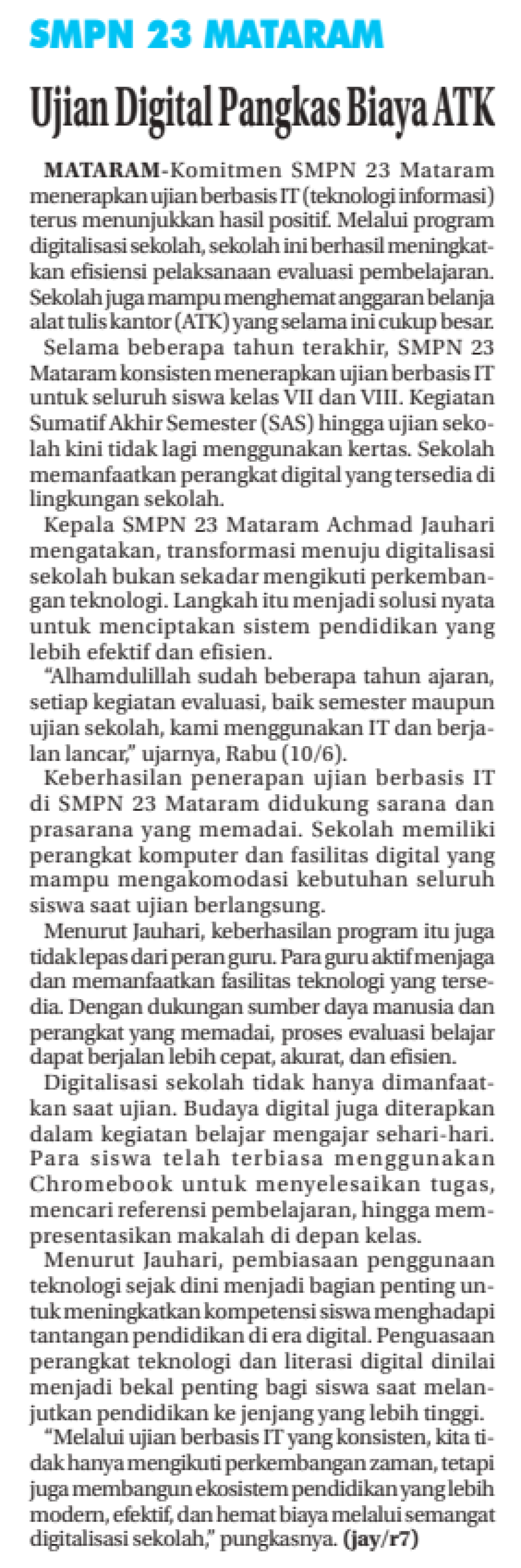 Ujian Digital Pangkas Biaya ATK