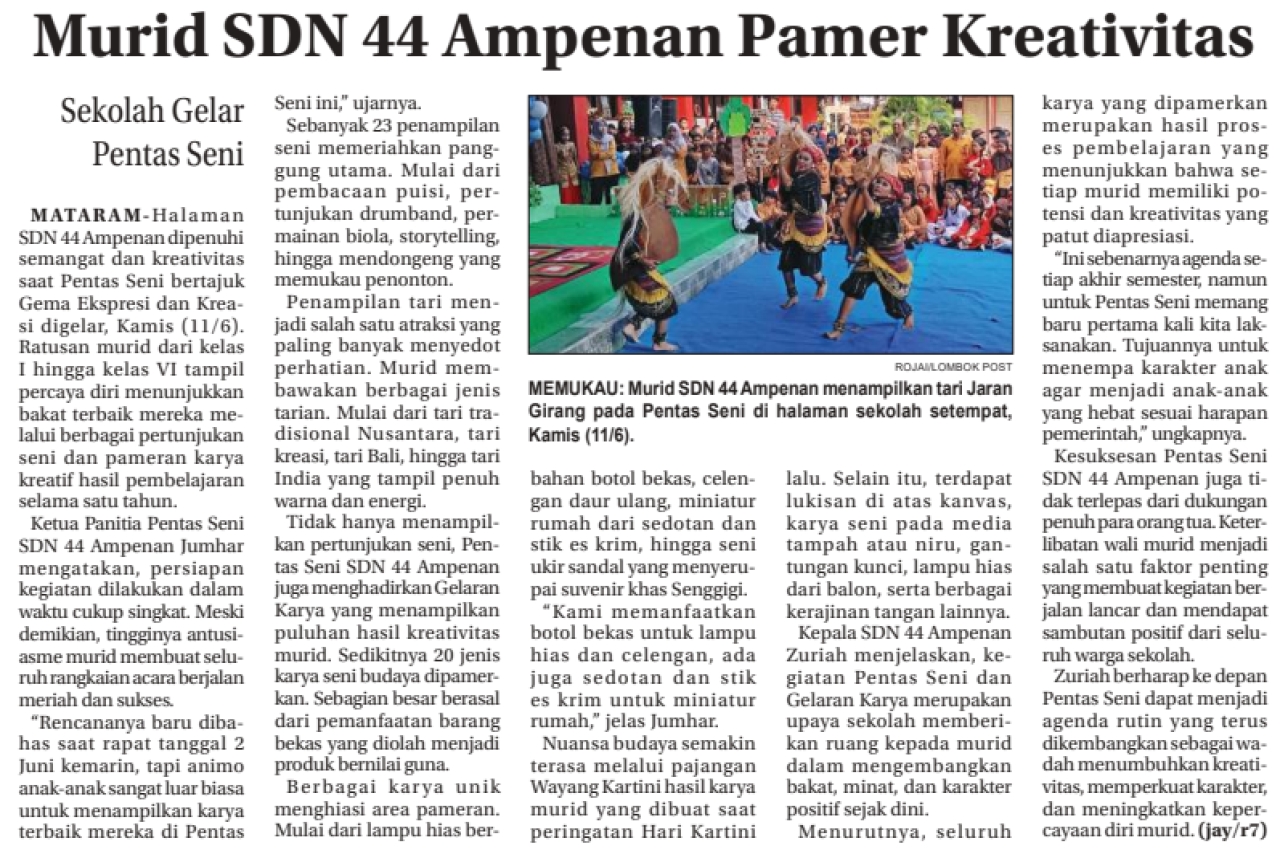 Murid SDN 44 Ampenan Pamer Kreativitas