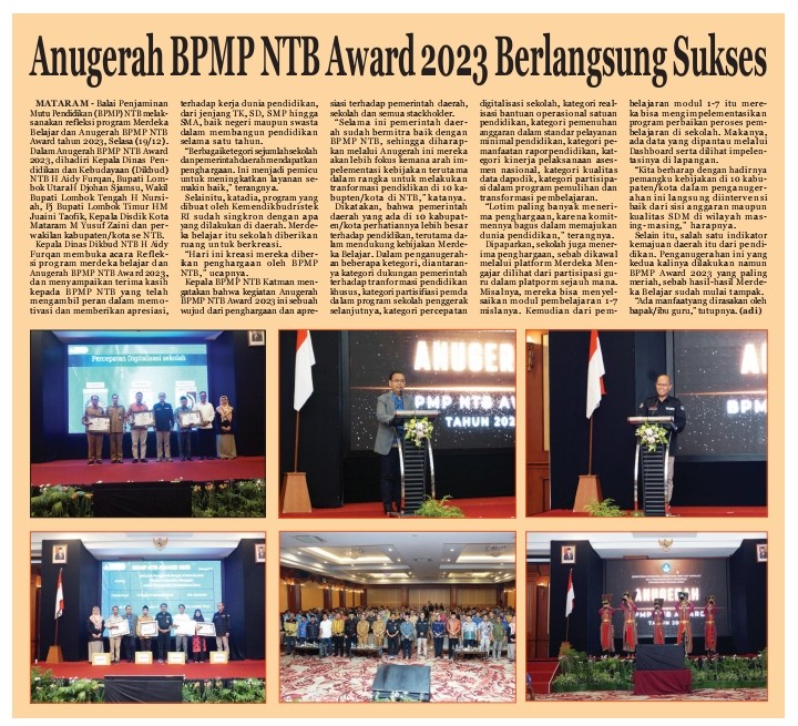 Anugerah BPMP NTB Berlangsung Sukses
