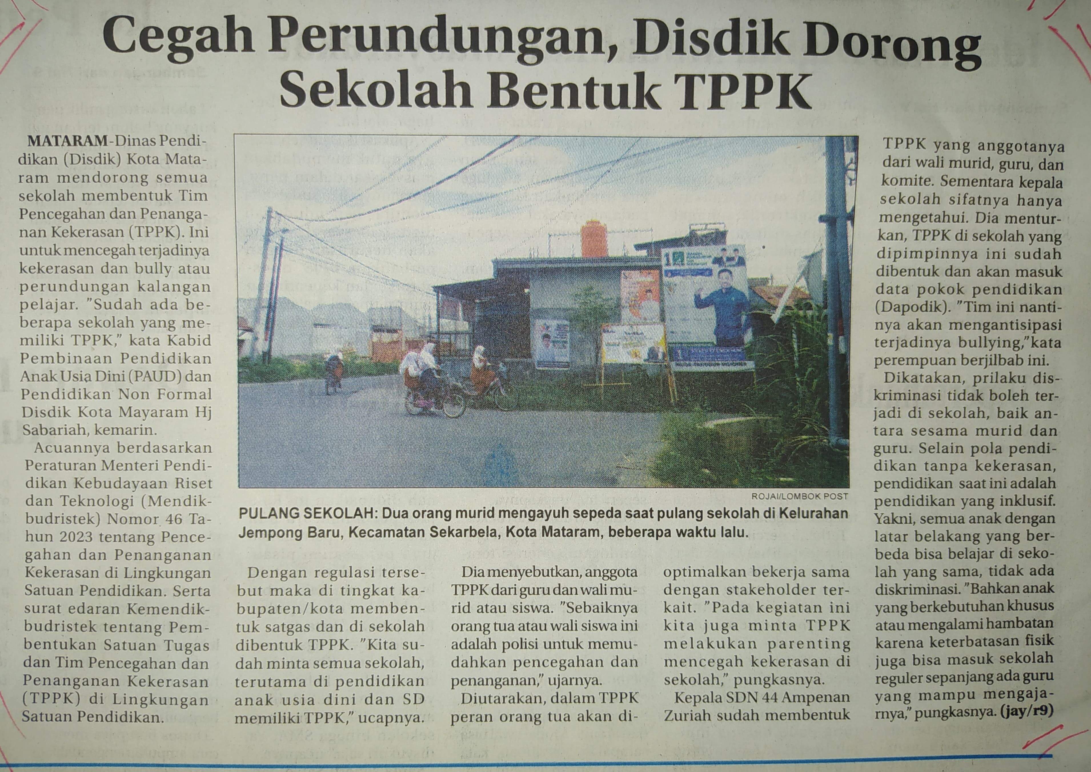 Cegah Perundungan, Disdik Dorong Sekolah Bentuk TPPK