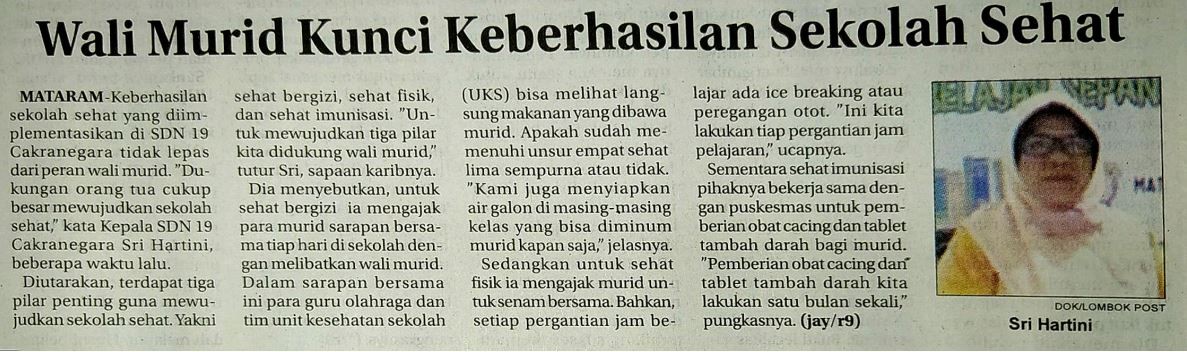 Wali Murid Kunci Keberhasilan Sekolah Sehat