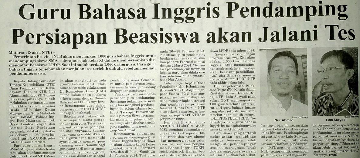 Guru Bahasa Inggris Pendamping Persiapan Beasiswa akan Jalani Tes
