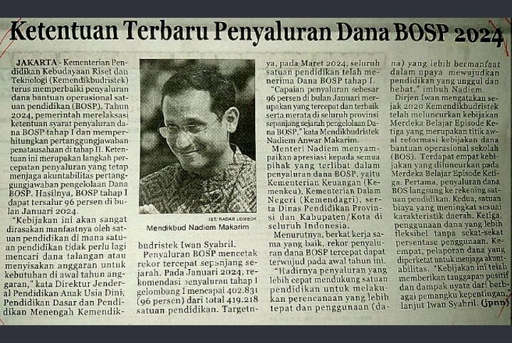 Ketentuan Terbaru Penyaluran Dana BOSP 2024