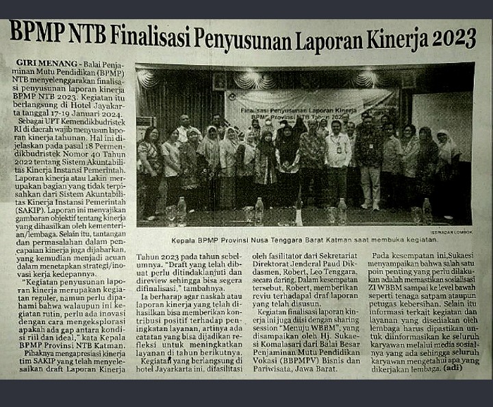BPMP NTB Finalisasi Penyusunan Laporan Kinerja 2023