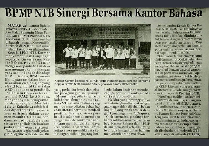 BPMP NTB Sinergi Bersama Kantor Bahasa
