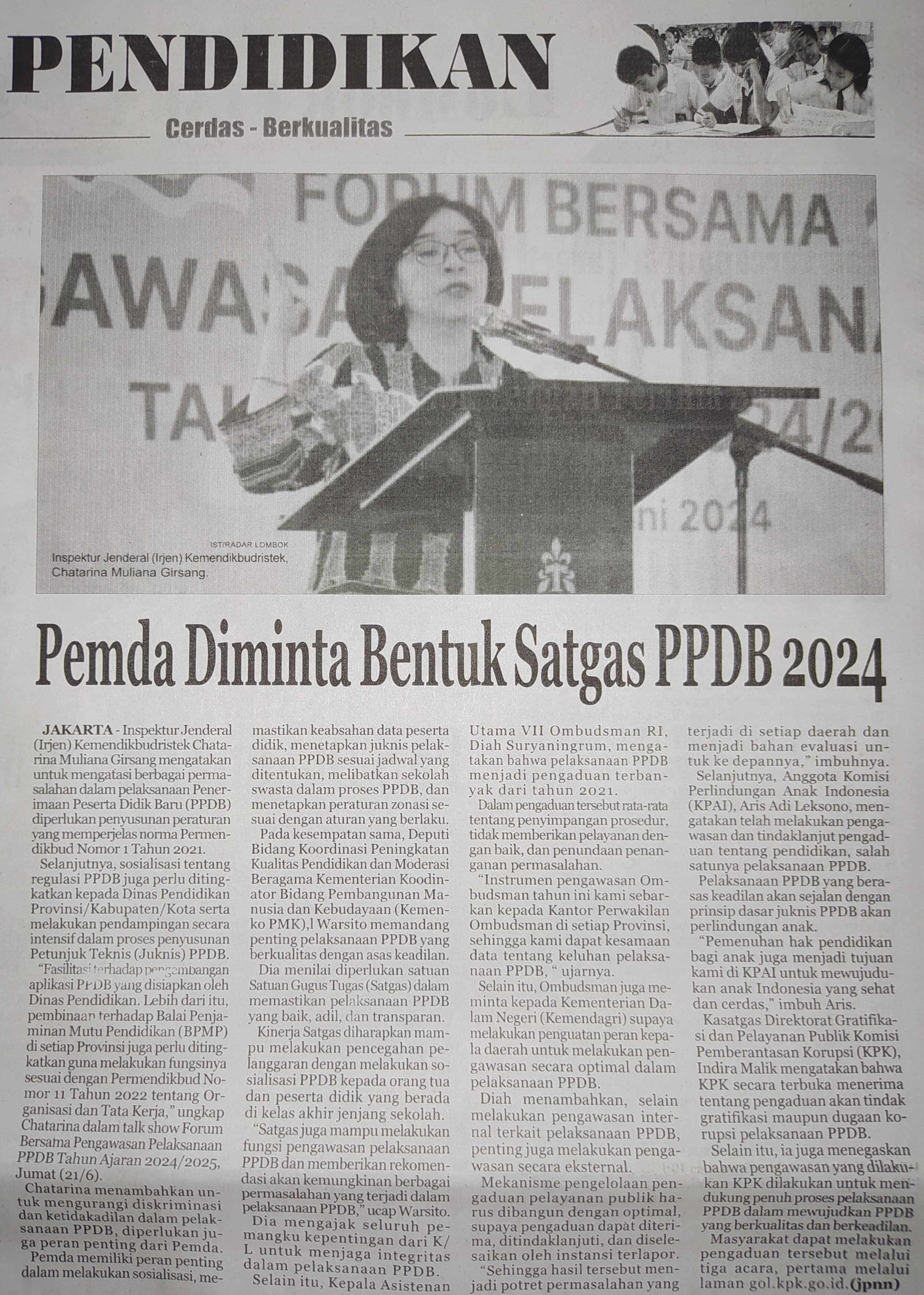 Pemda Diminta Bentuk Satgas PPDB 2024