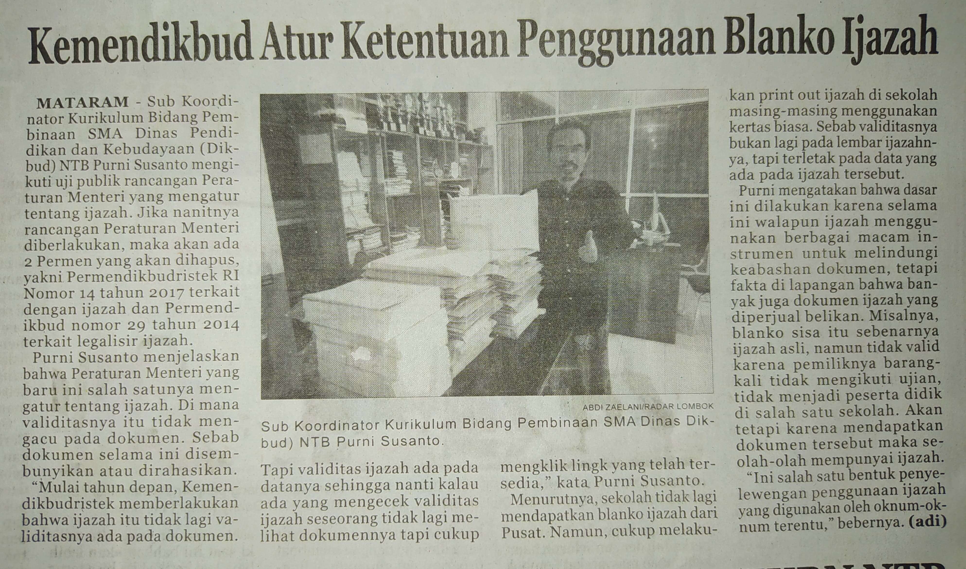 Kemendikbud Atur Ketentuan Penggunaan Blanko Ijazah