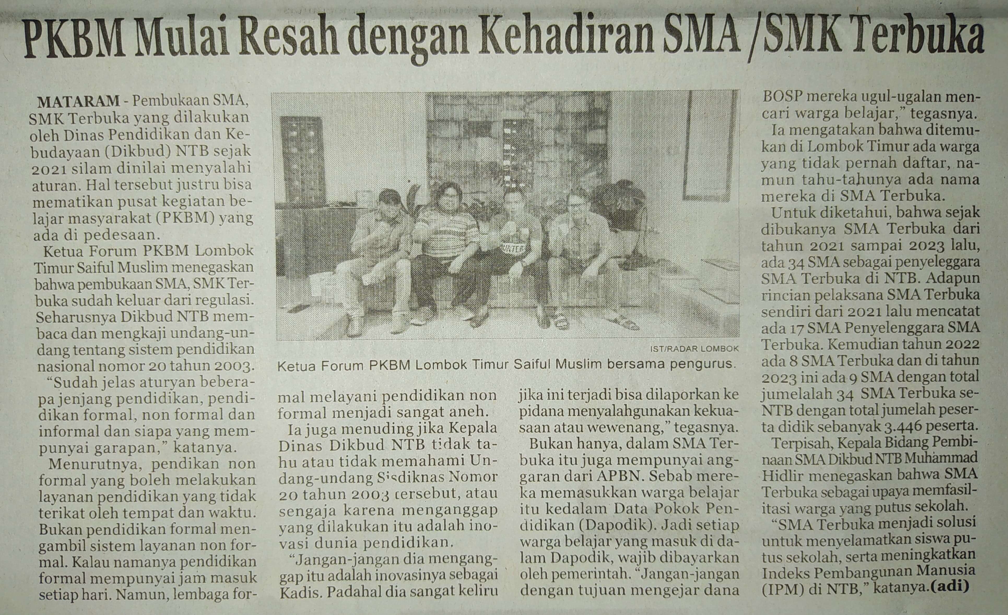 PKBM Mulai Resah dengan Kehadiran SMA/SMK Terbuka