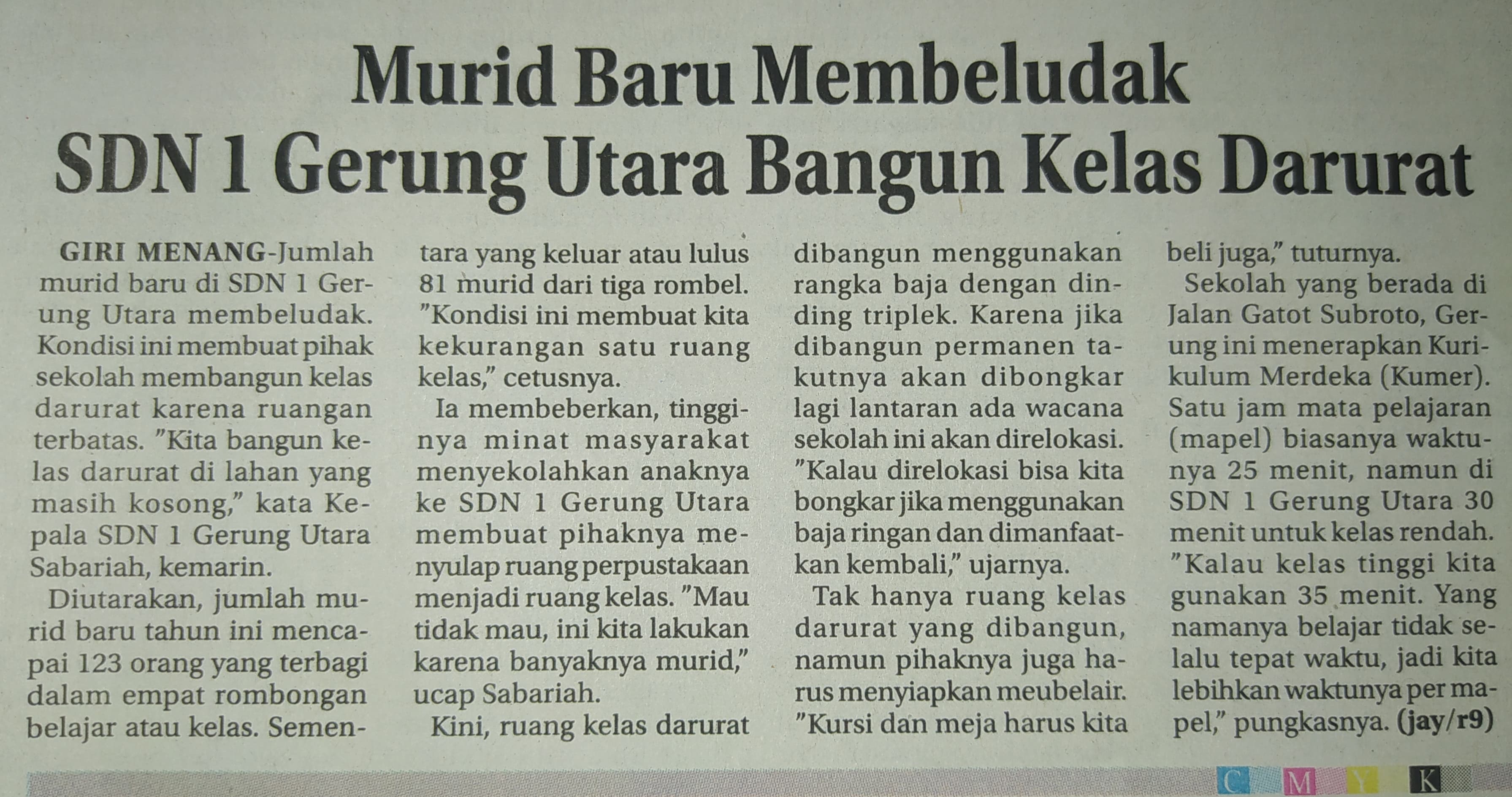 Murid Baru Membludak SDN 1 Gerung Utara Bangun Kelas Darurat