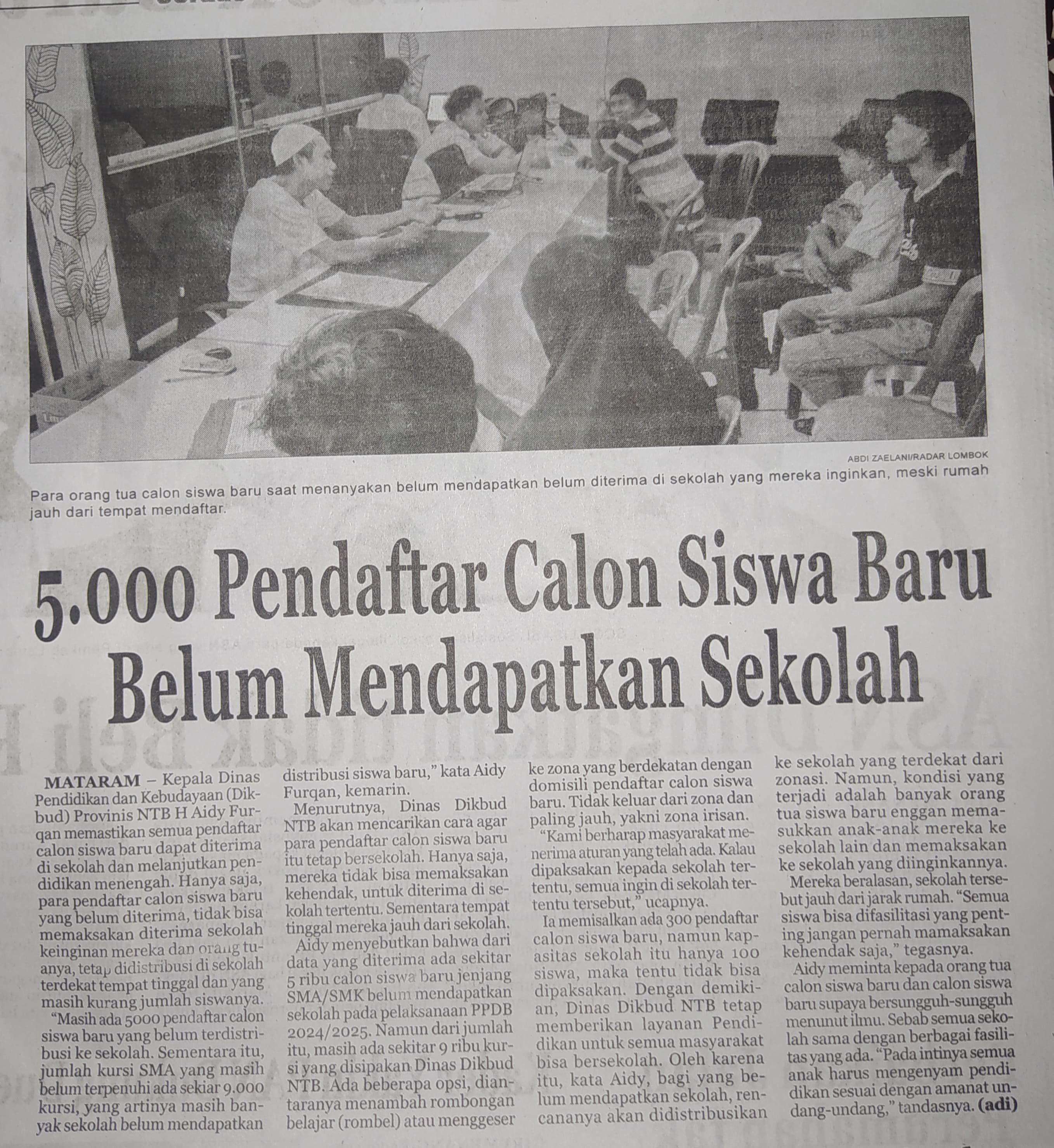 5.000 Pendaftar Calon Siswa Baru Belum Mendapatkan Sekolah
