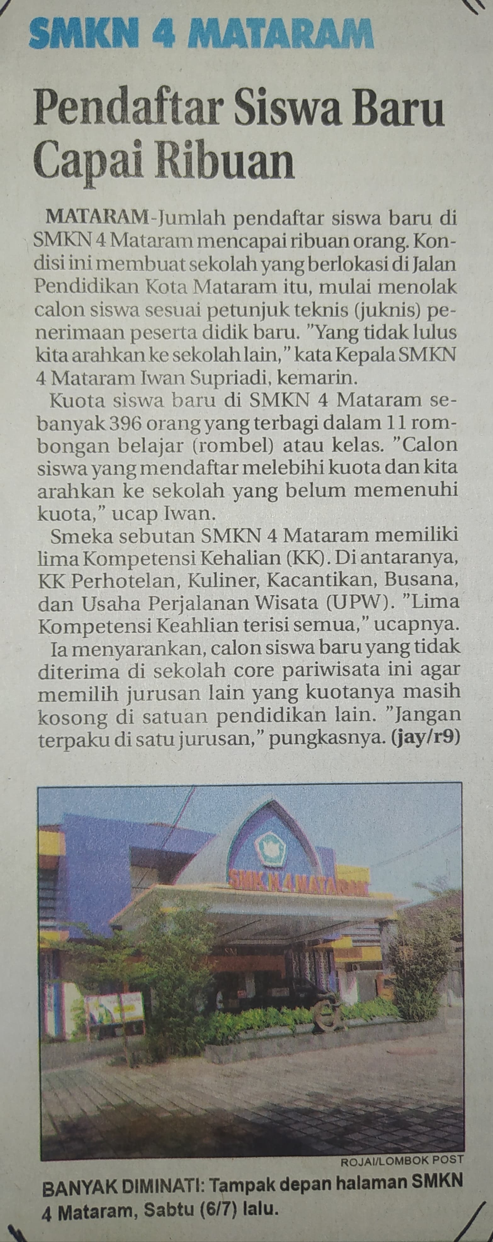 SMKN 4 Mataram Pendaftar Siswa Baru Capai Ribuan