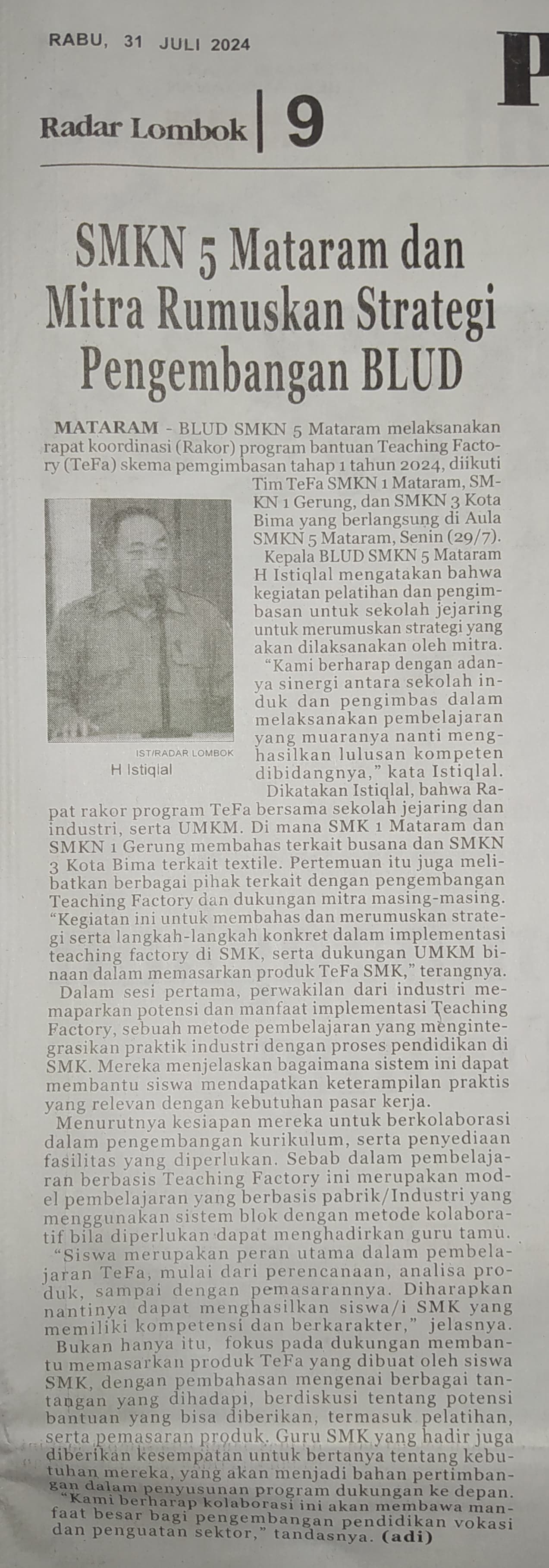 SMKN 5 Mataram dan Mitra Rumuskan Strategi Pengembangan BLUD