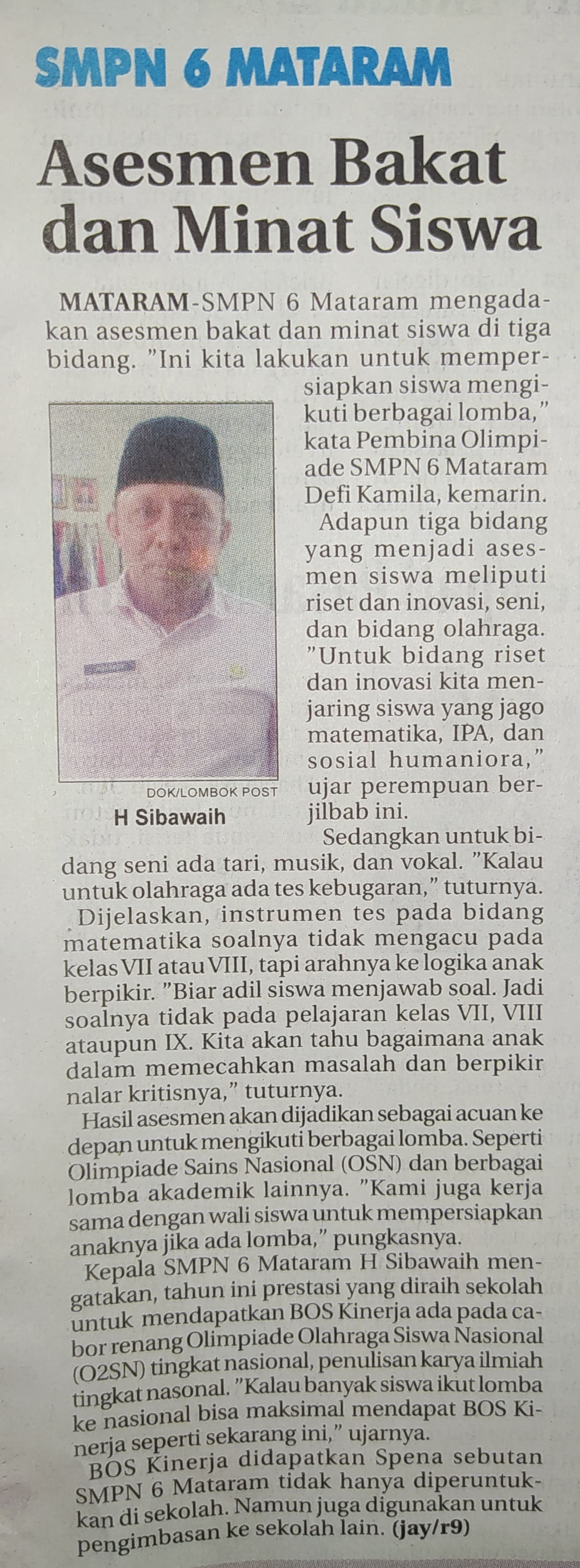 SMPN 6 Mataram Asesmen Bakat dan Minat Siswa
