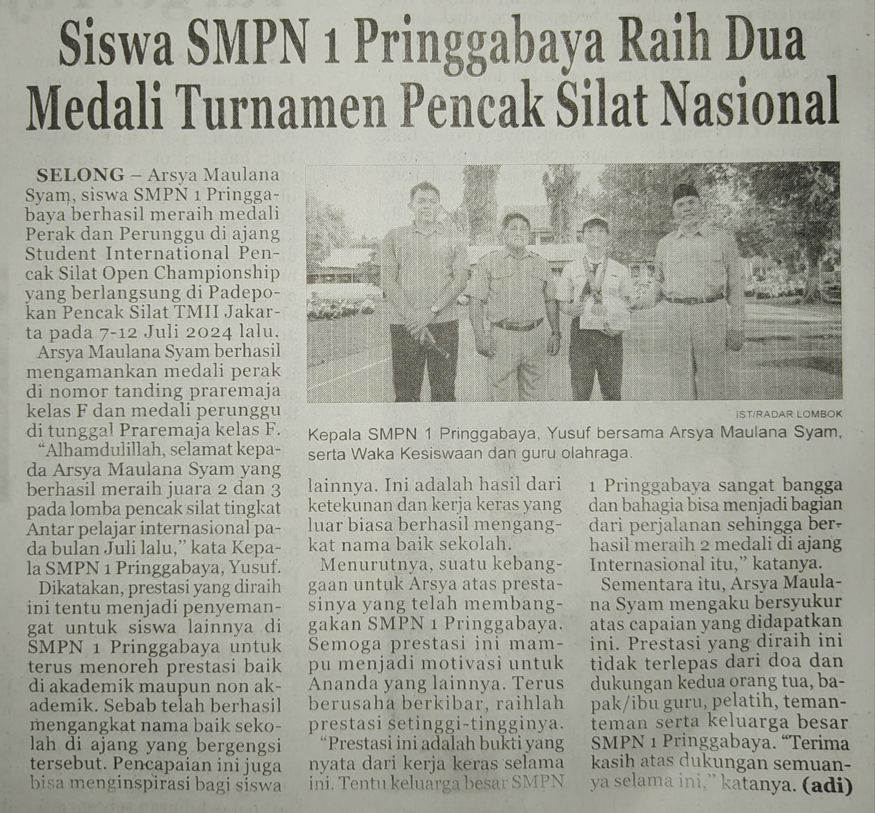 Siswa SMPN 1 Pringgabaya Raih 2 Medali Turnamen Pencak Silat Nasional