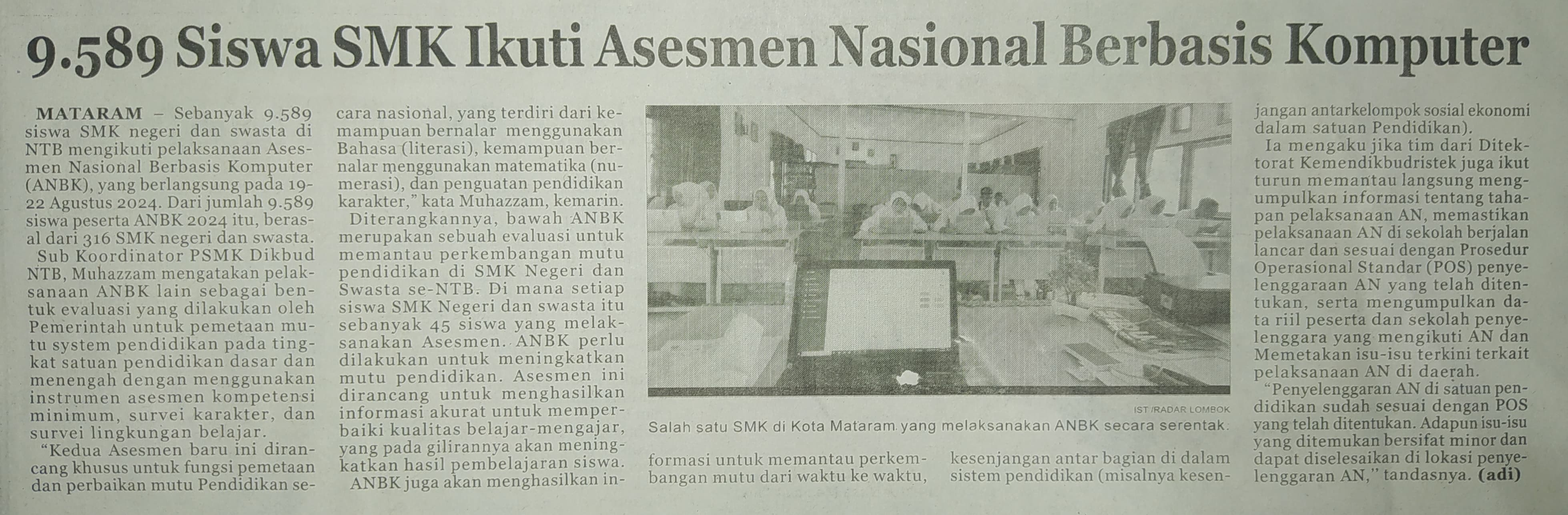 9.589 Siswa SMK Ikuti Asesmen Nasional Berbasis Komputer