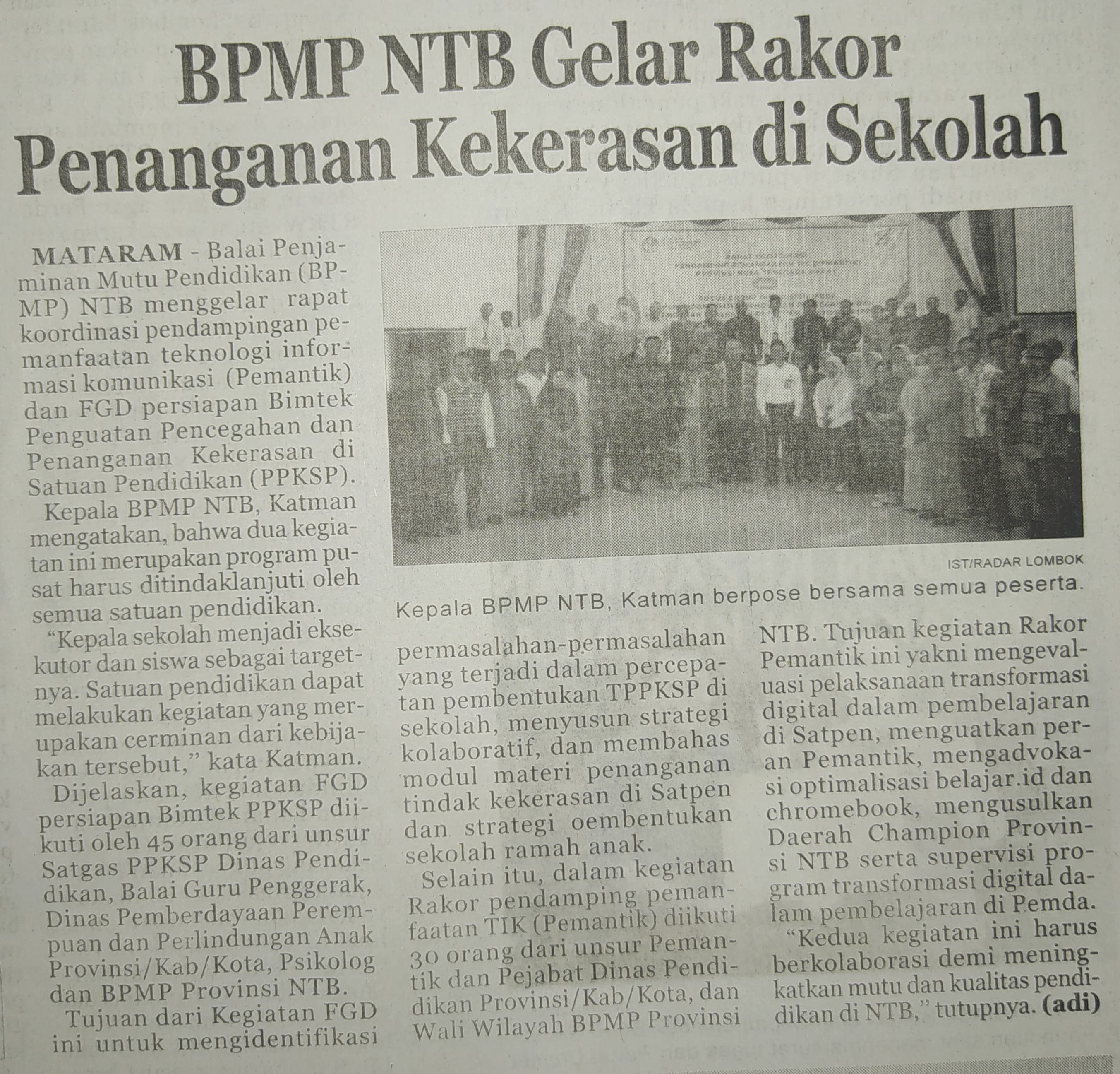 BPMP NTB Gelar Rakor Penanganan Kekerasan di Sekolah