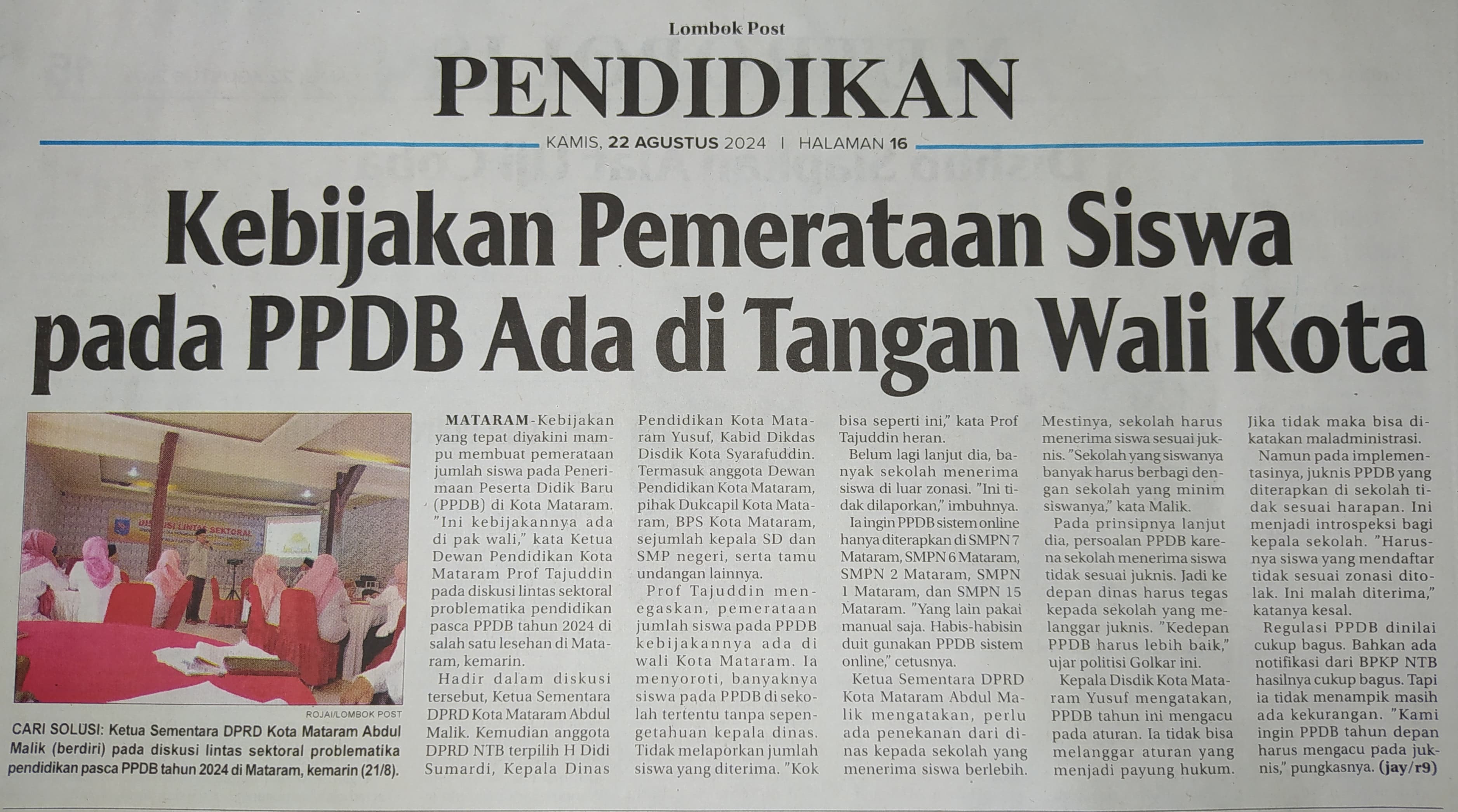 Kebijakan Pemerataan Siswa pada PPDB Ada di Tangan Walikota