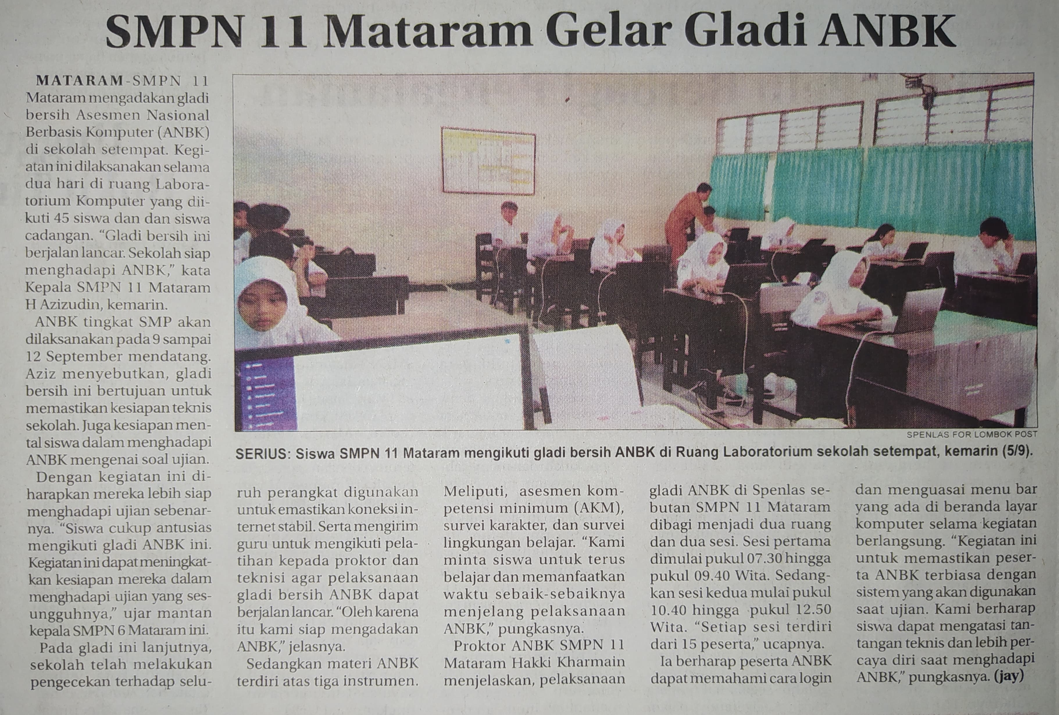 SMPN 11 Mataram Gelar Gladi ANBK