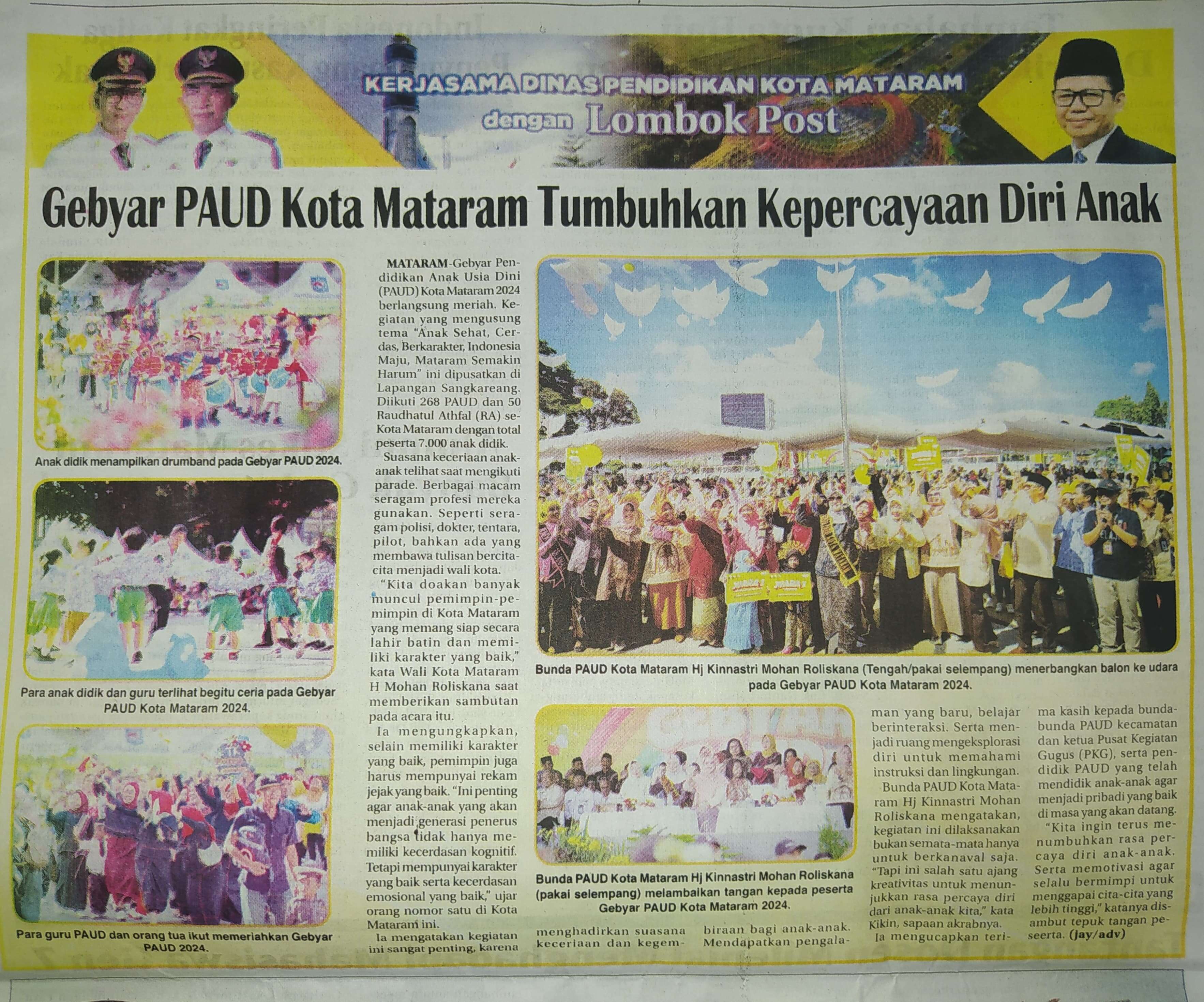 Gebyar PAUD Kota Mataram Tumbuhkan Kepercayaan Diri Anak
