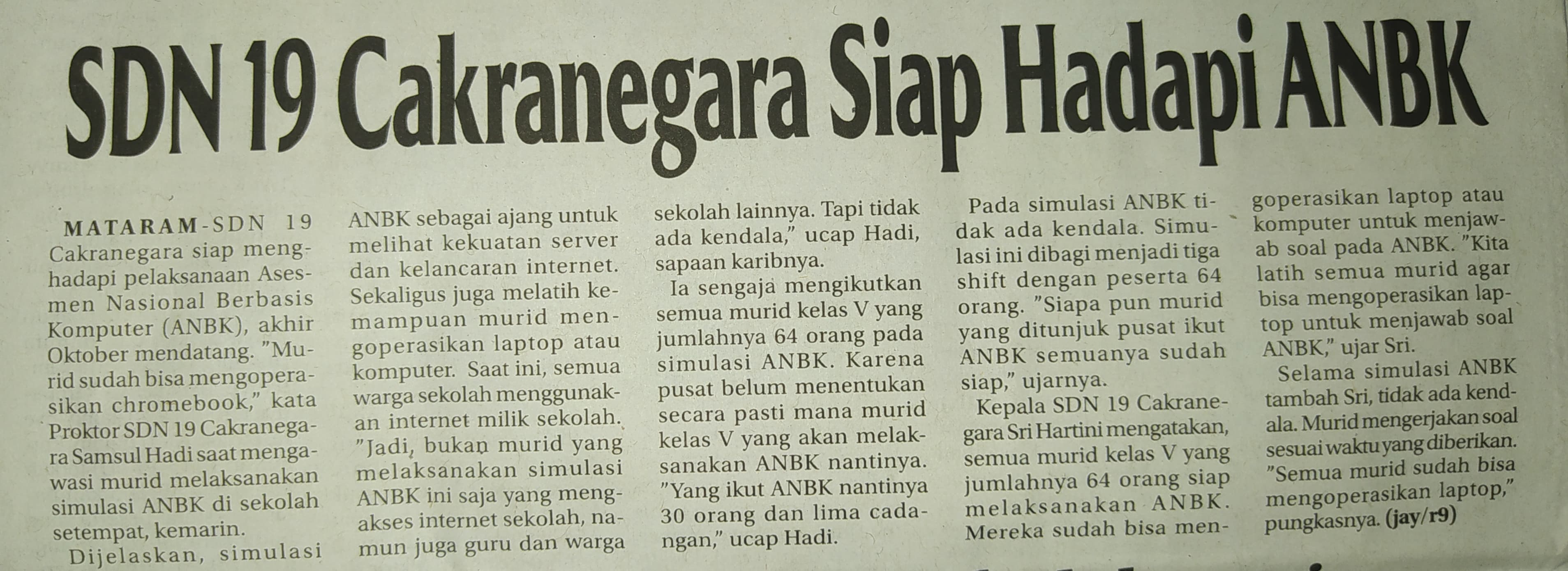 SDN 19 Cakranegara Siap Hadapi ANBK