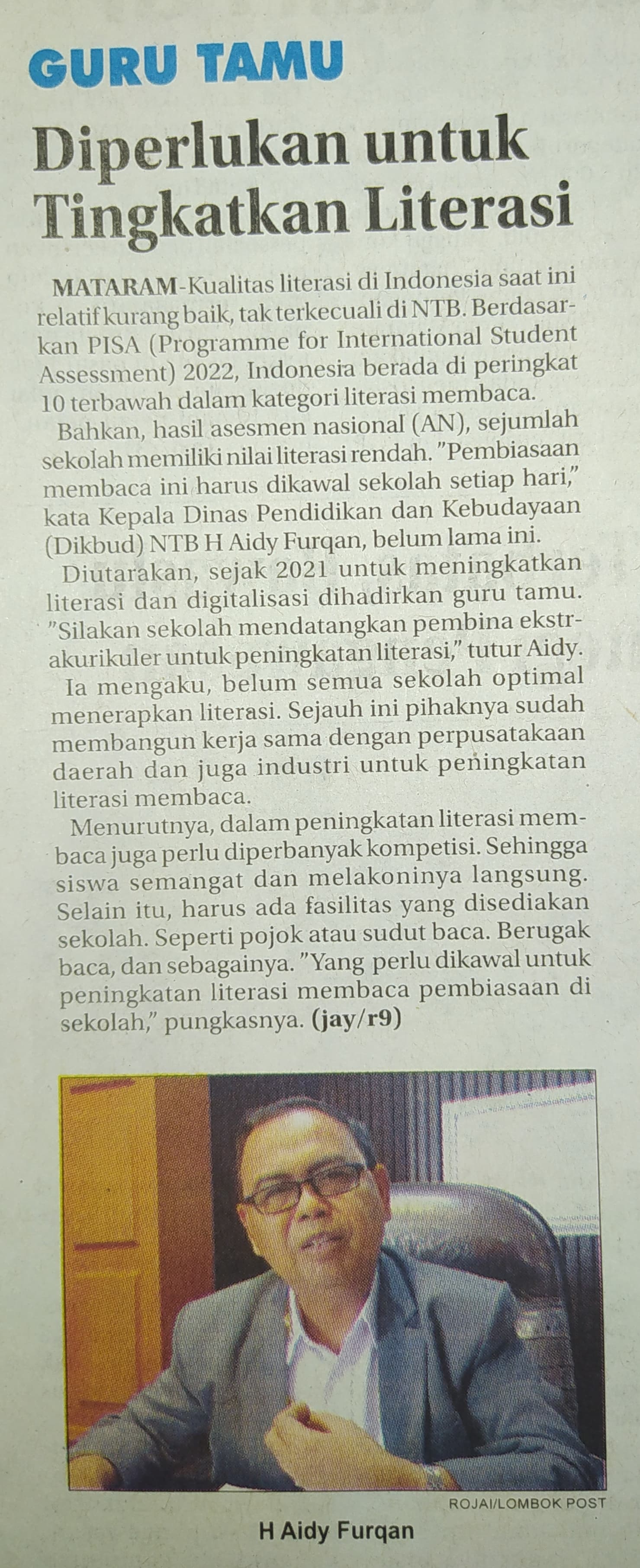 Guru Tamu Diperlukan Untuk Tingkatkan Literasi