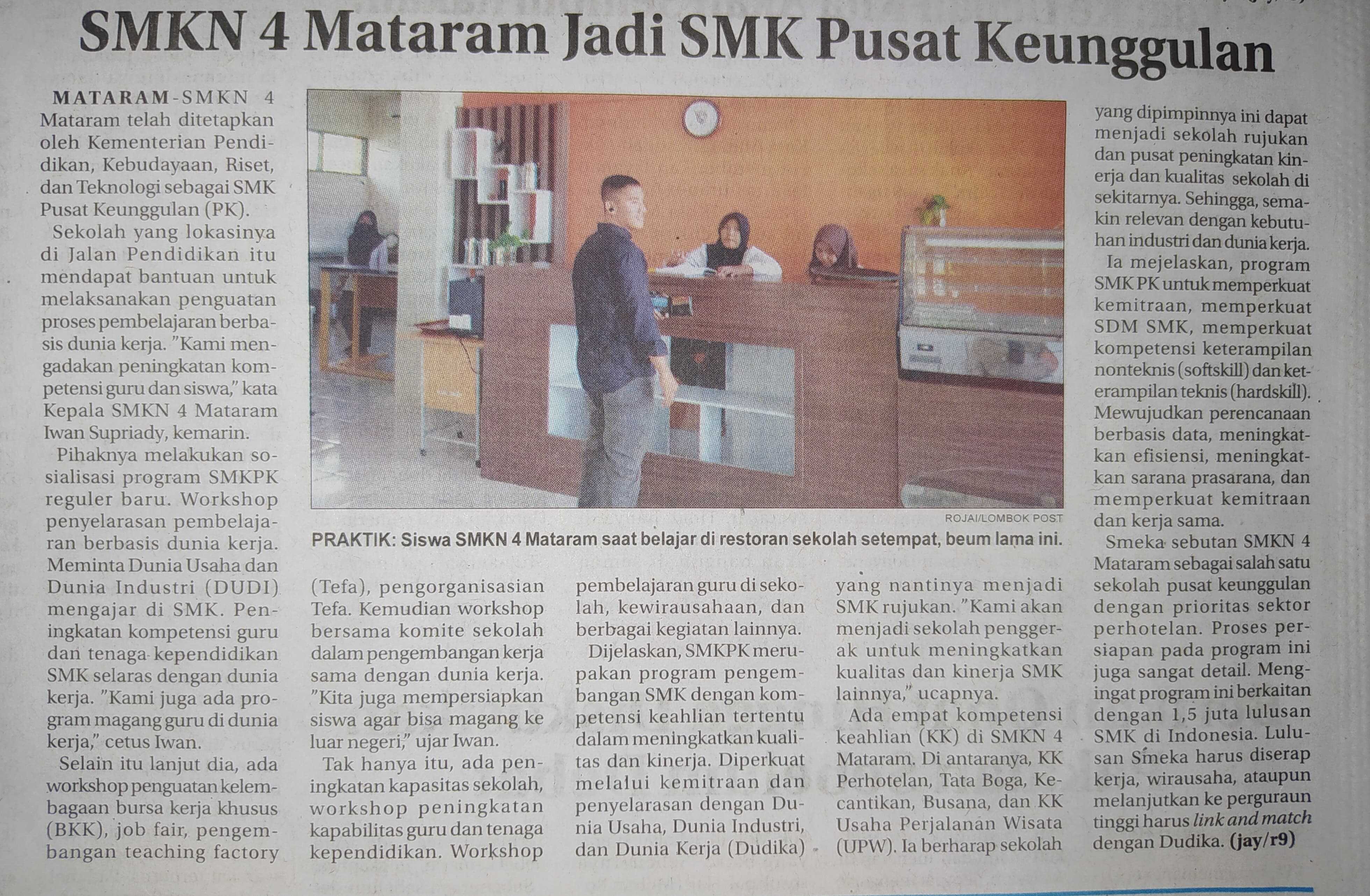SMKN 4 Mataram Jadi SMK Pusat Keunggulan