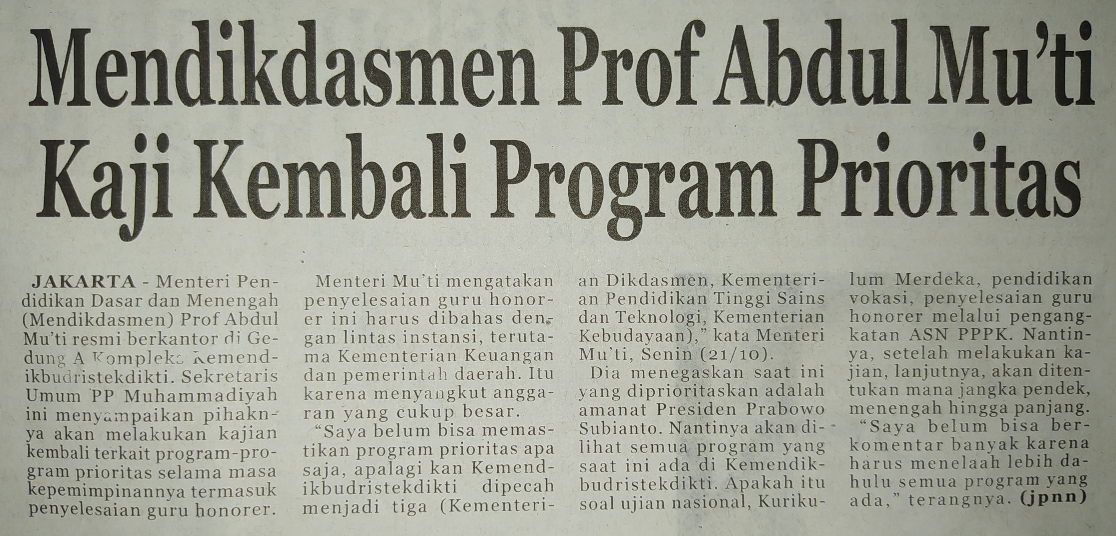 Mendikdasmen Prof Abdul Mu'ti Kaji Kembali Program Prioritas