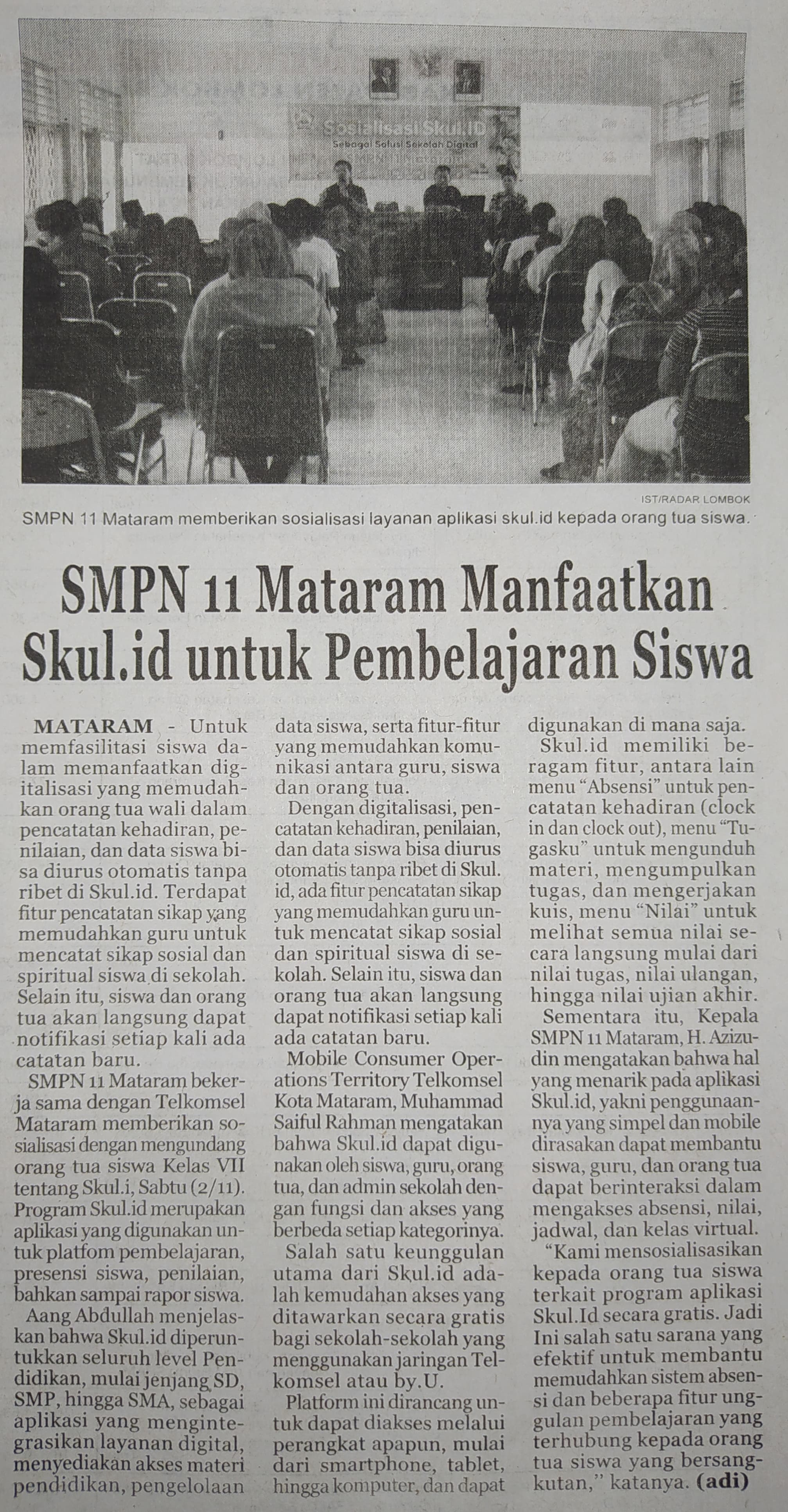 SMPN 11 Mataram Manfatkan Skul.id untuk Pembelajaran Siswa