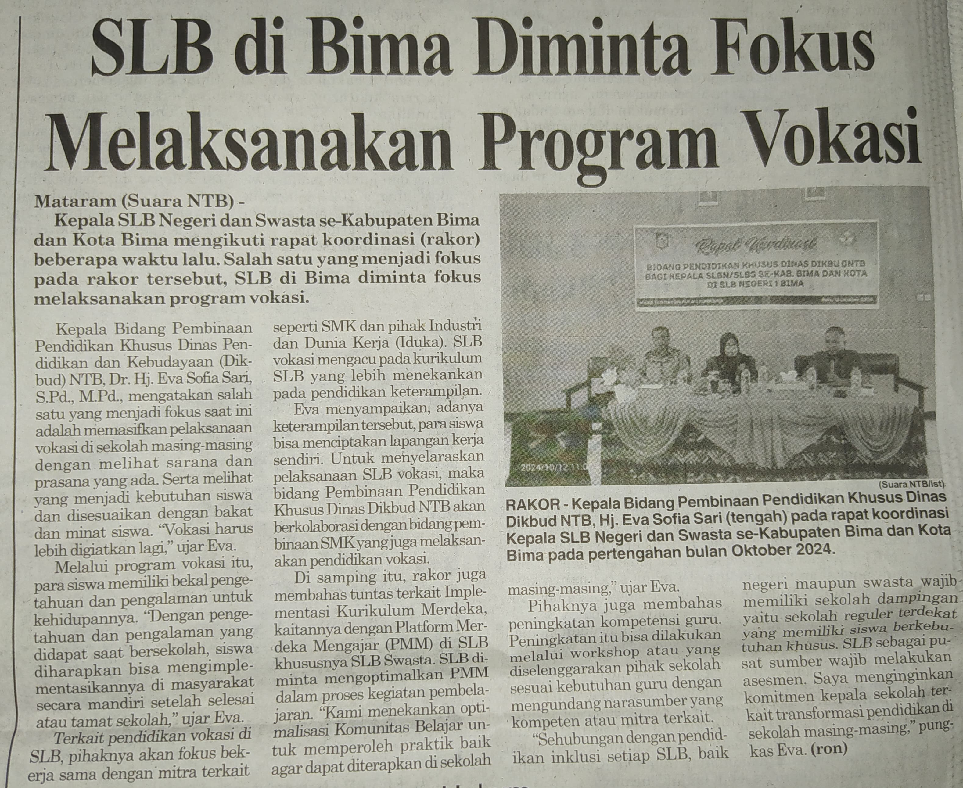 SLB di Bima Diminta Fokus Melaksanakan Program Vokasi