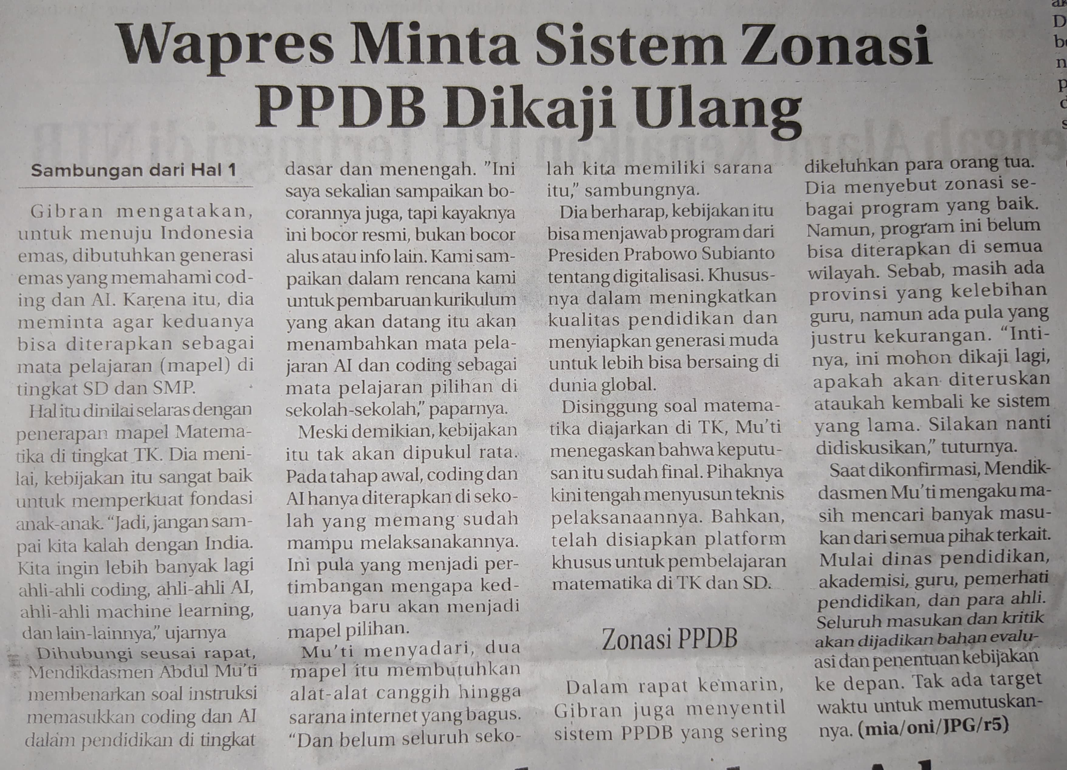 Wapres Minta Sistem Zonasi PPDB Dikaji Ulang