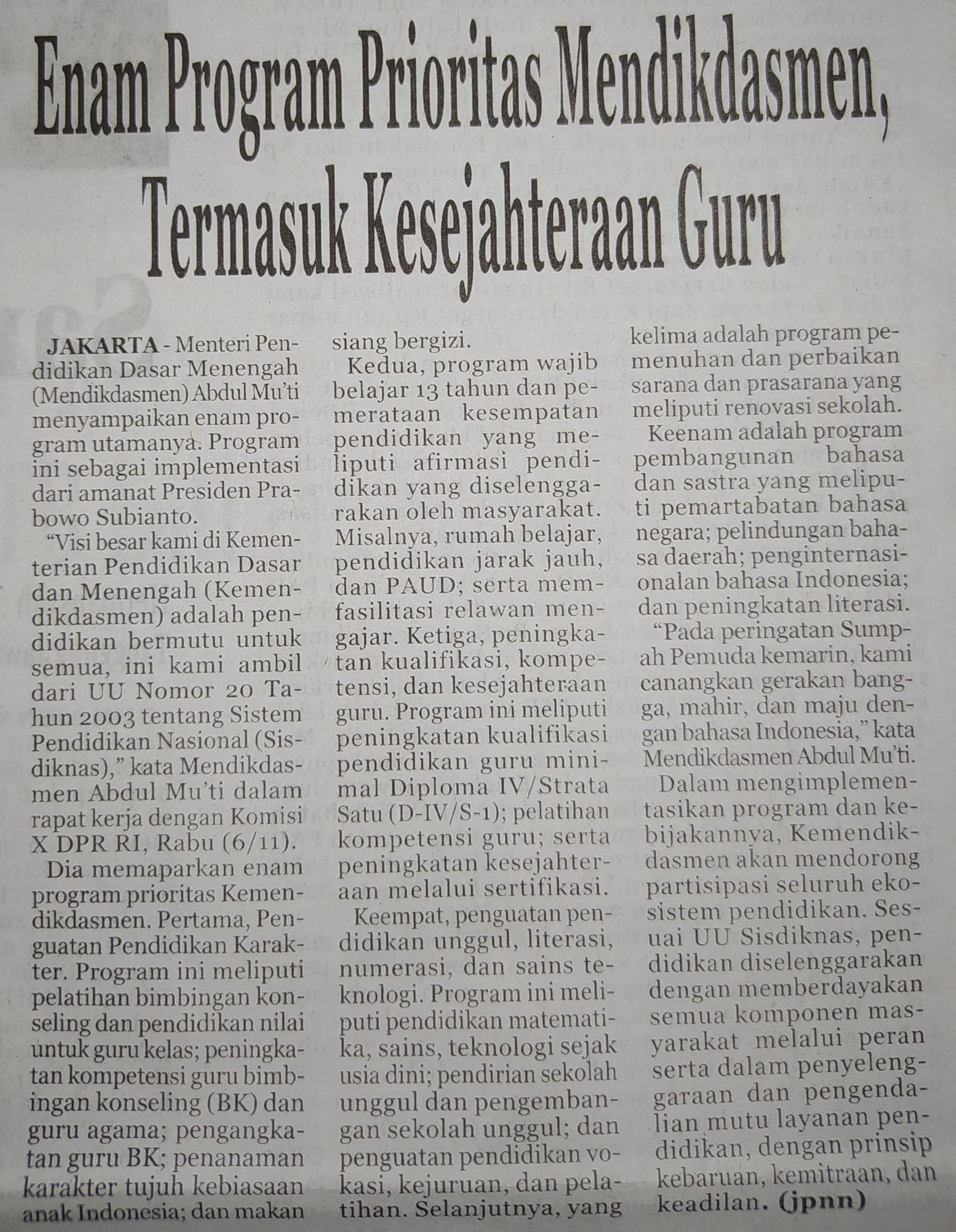 6 Program Prioritas Mendikdasmen, Termasuk Kesejahteraan Guru