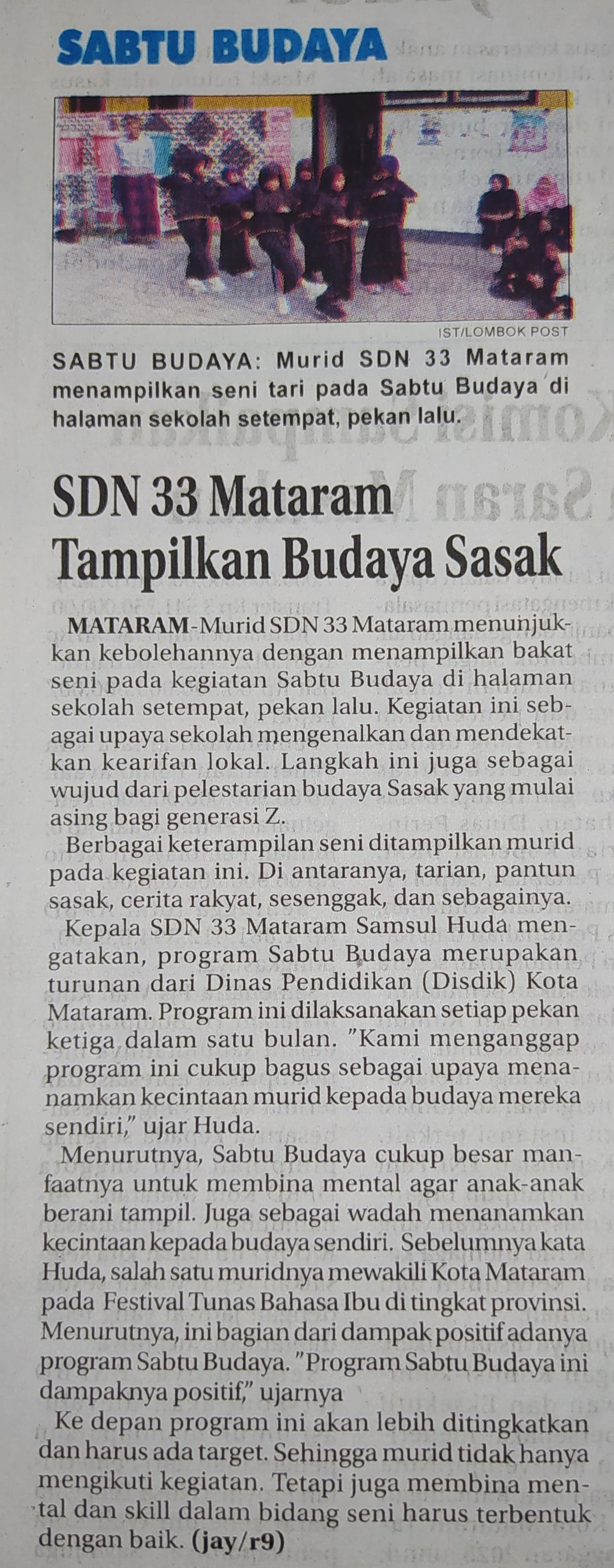 SDN 33 Mataram Tampilkan Budaya Sasak