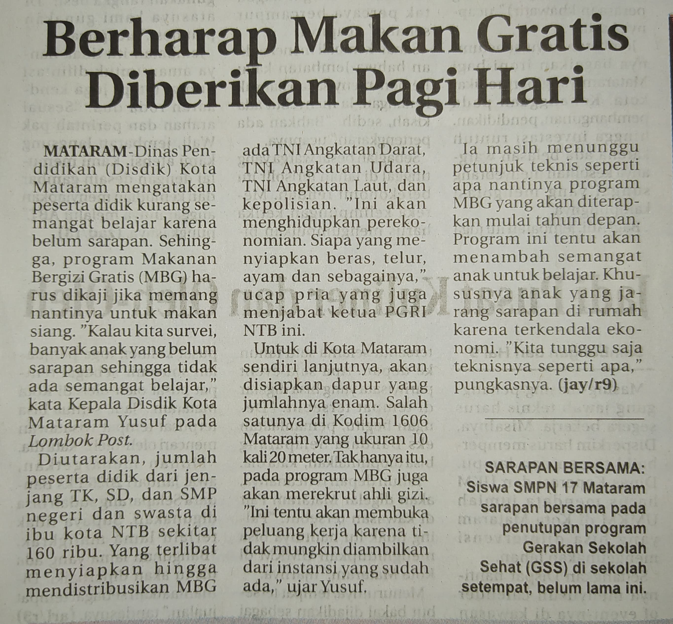 Berharap Makan Gratis Diberikan Pagi Hari