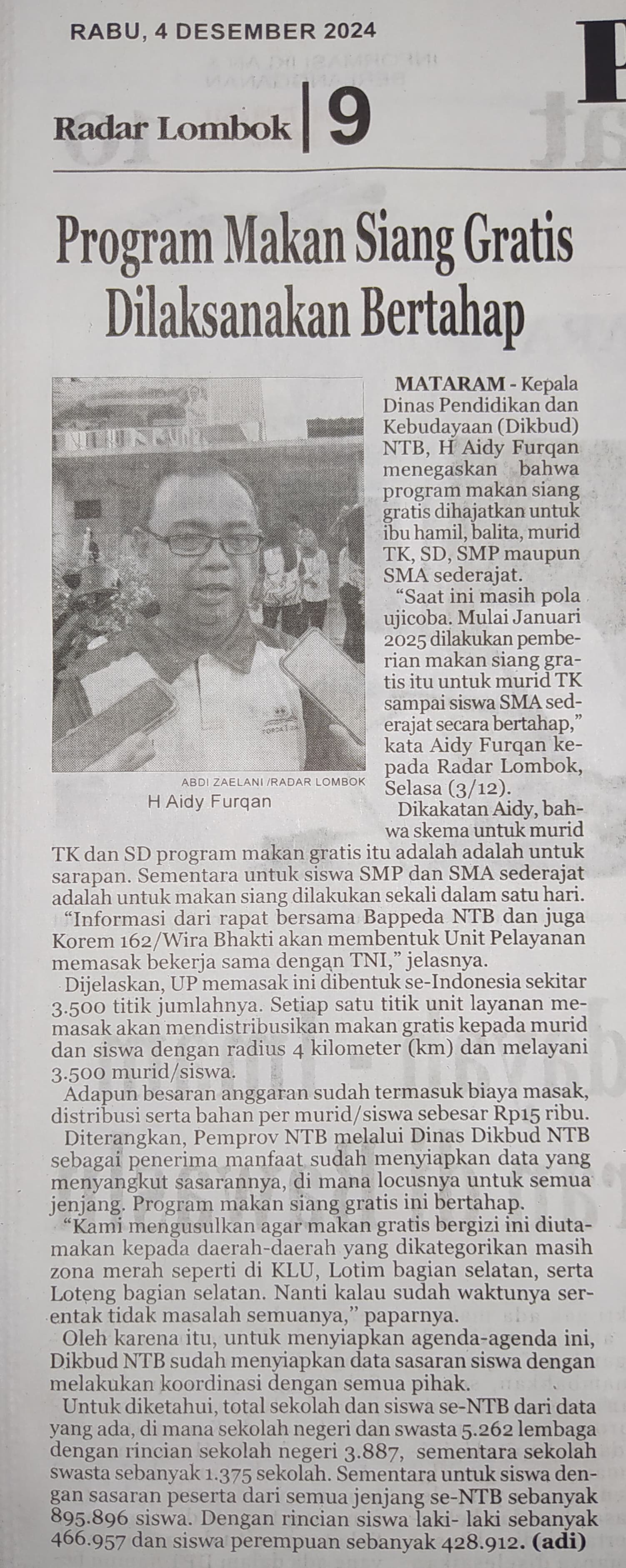 Program Makan Siang Gratis Dilaksanakan Bertahap
