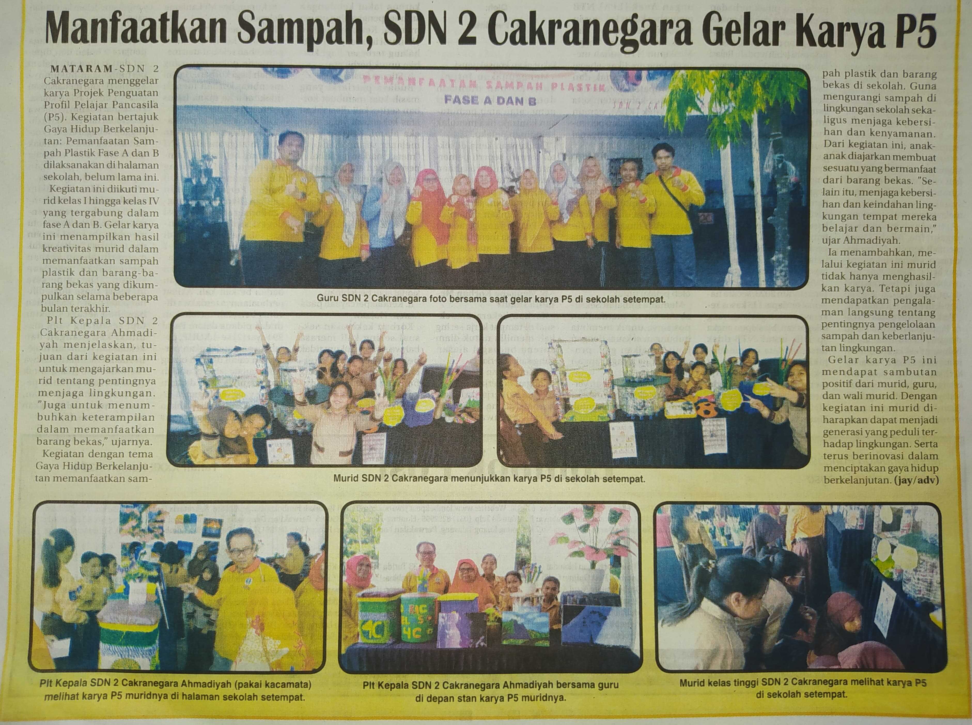 Manfaatkan Sampah, SDN 2 Cakranegara Gelar Karya P5