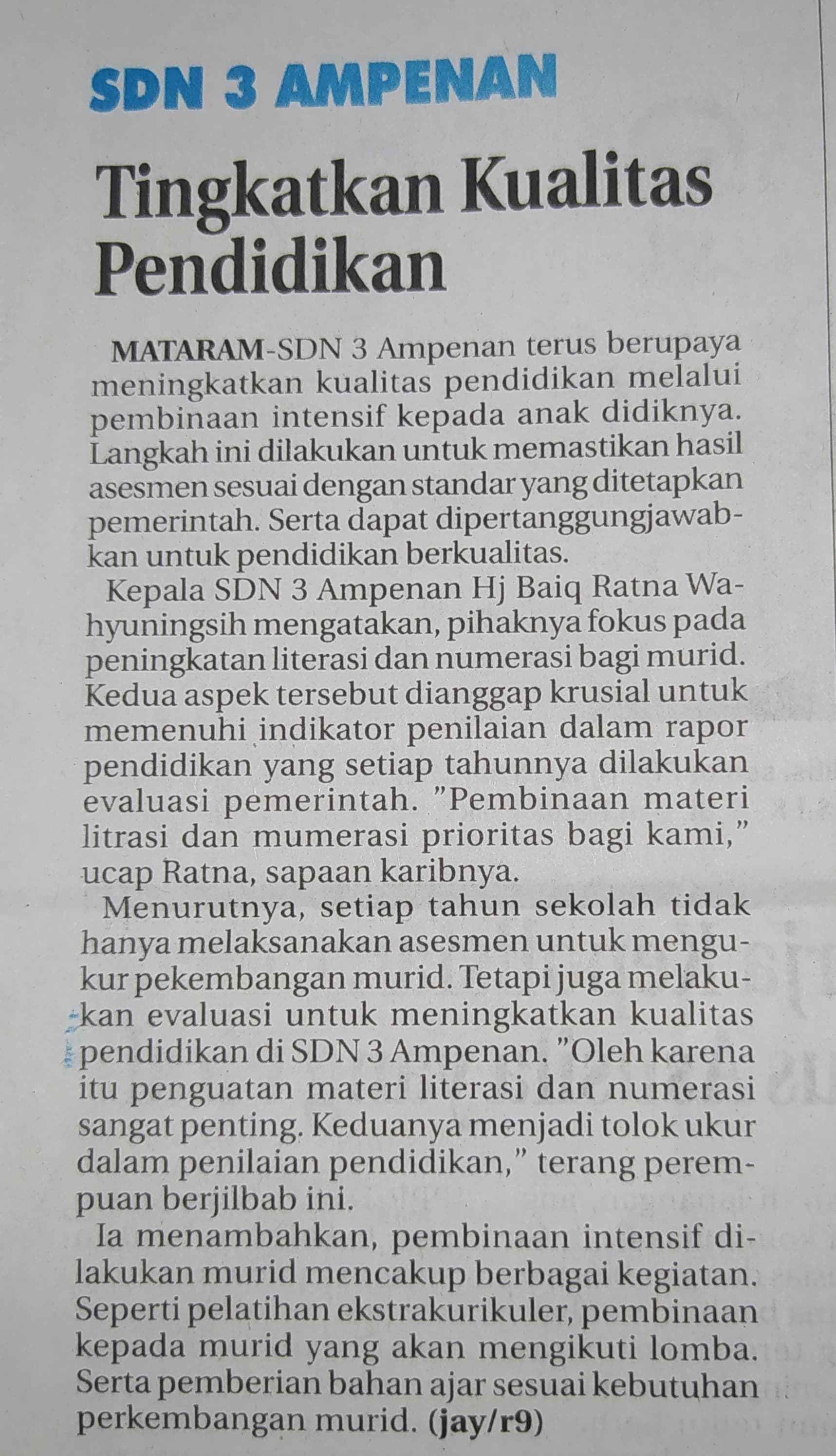 SDN 3 Ampenan Tingkatkan Kualitas Pendidikan