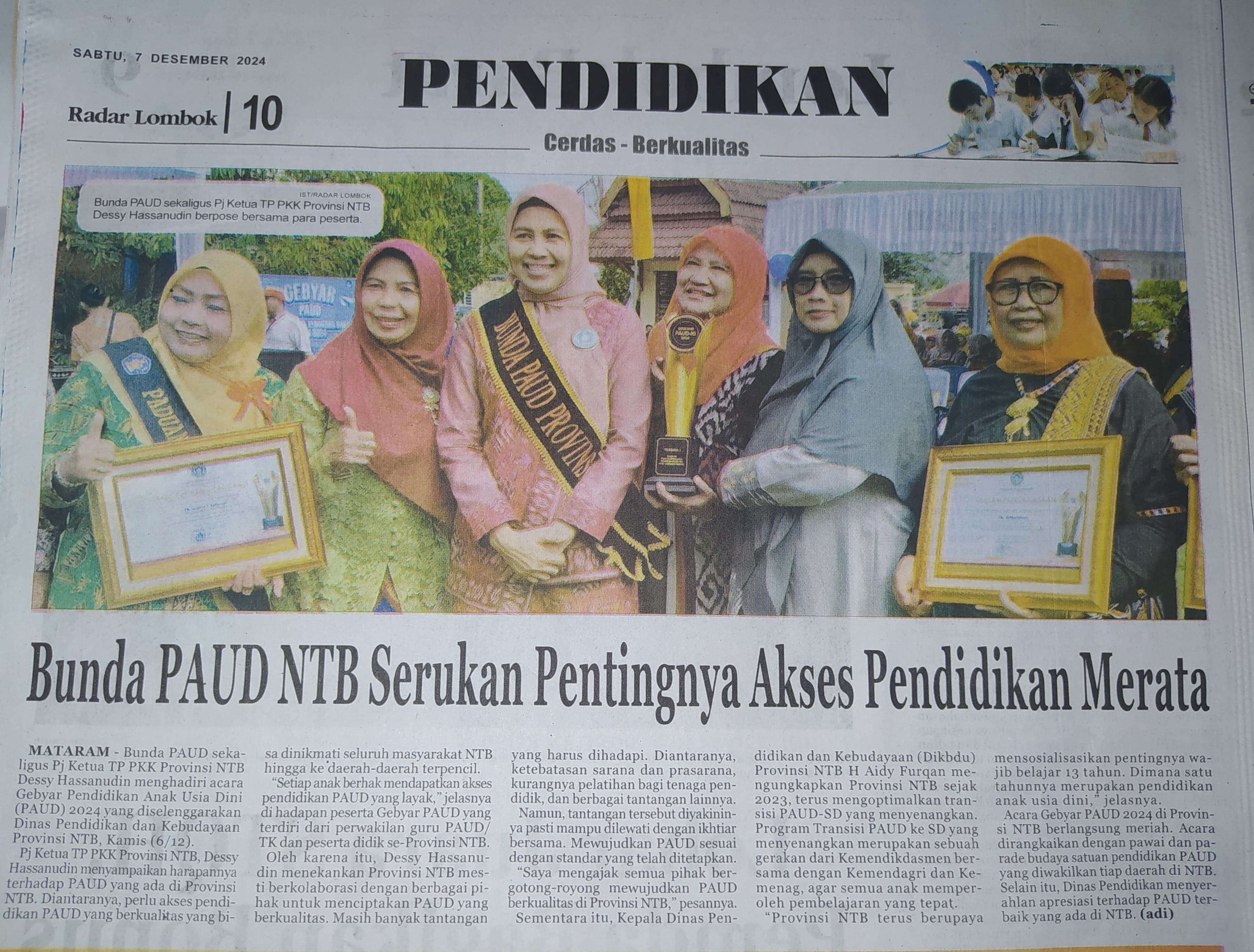 Bunda PAUD NTB Serukan Pentingnya Akses Pendidikan Merata