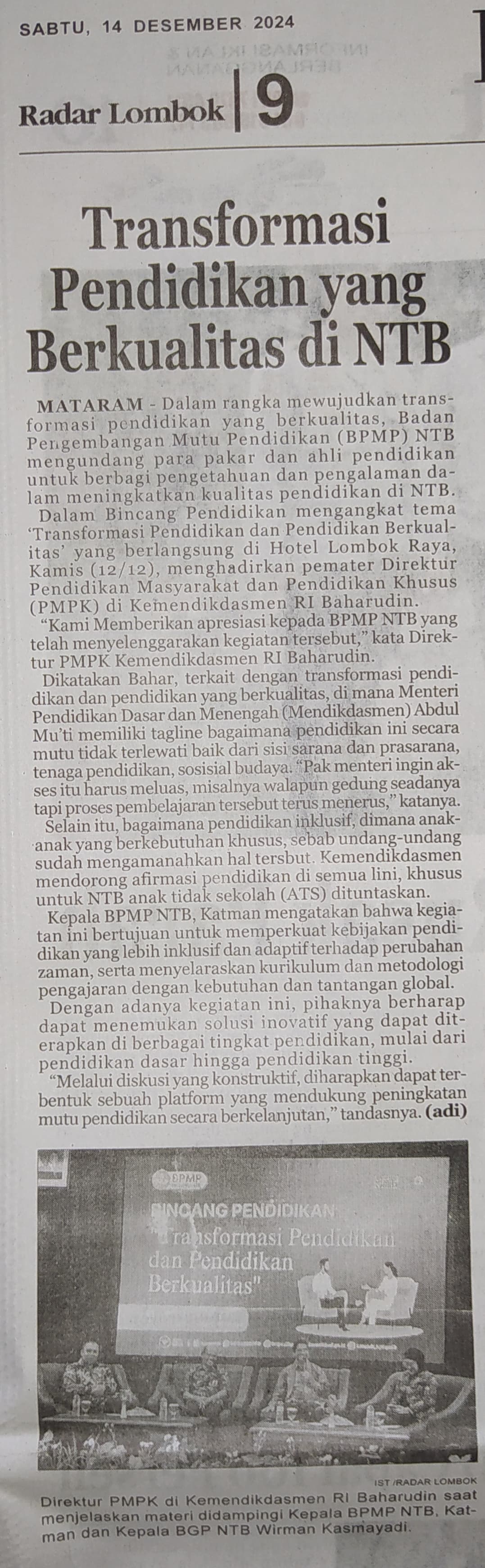 Transformasi Pendidikan Yang Berkualitas di NTB