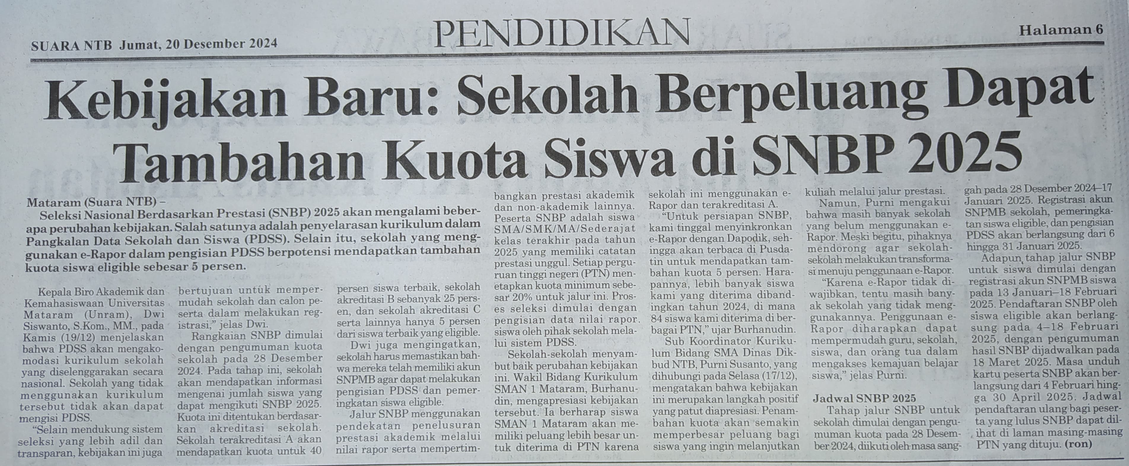 Kebijakan Baru : Sekolah Berpeluang Dapat Tambahan Kuota Siswa di SNBP 2025