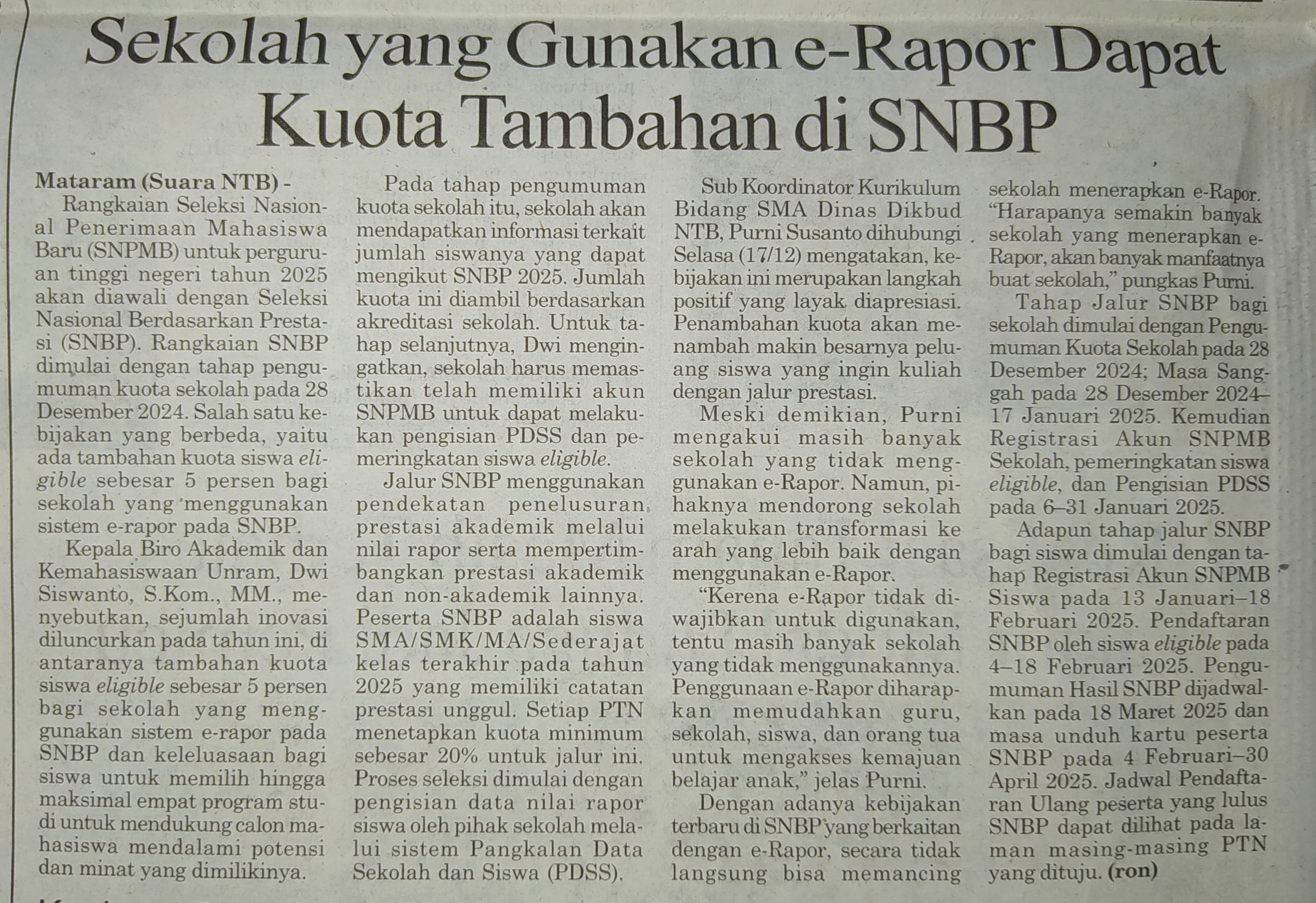 Sekolah Yang Gunakan e-Rapor Dapat Kuota Tambahan di SNBP